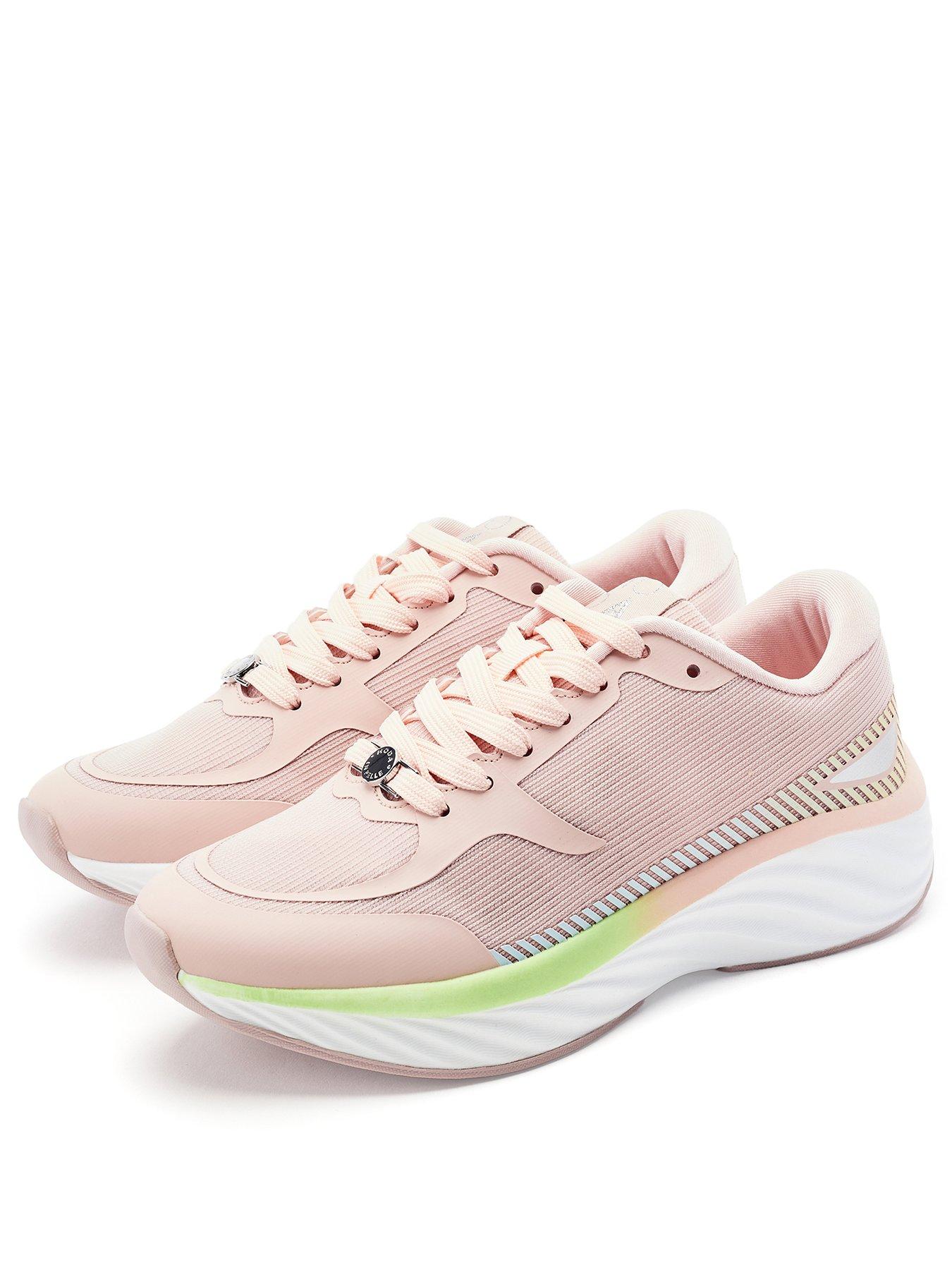 moda-in-pelle-damara-pink-textile-trainer-with-textured-outsolestillFront