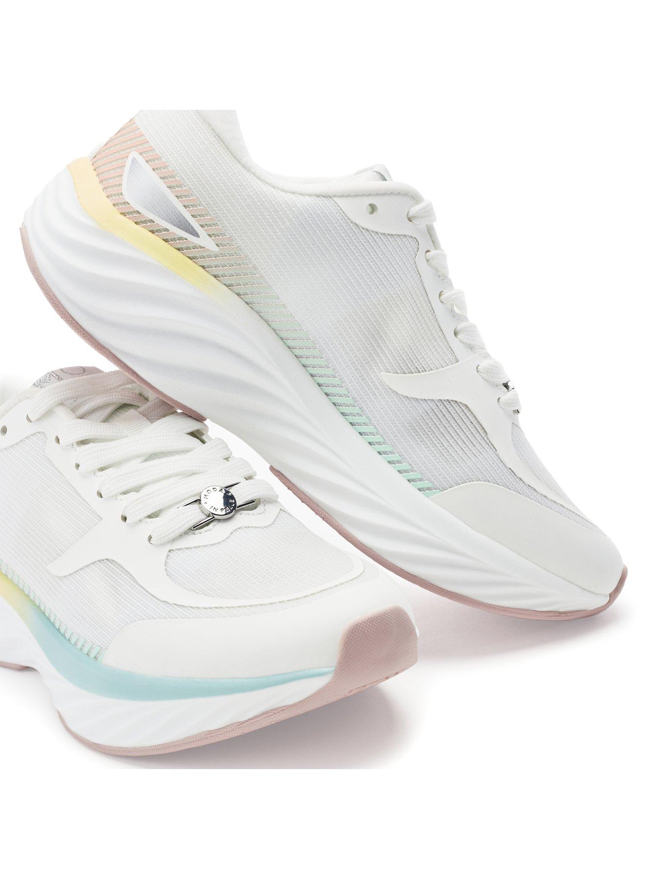 Image 4 of 4 of Moda In Pelle Damara White Textile Trainer With Textured Outsole