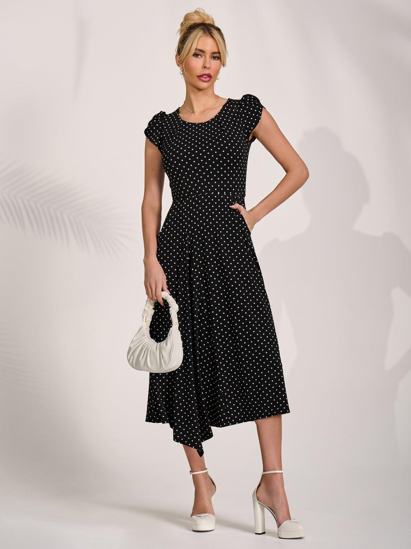 Jolie Moi Lap Over Short Sleeve Jersey Dress - Black