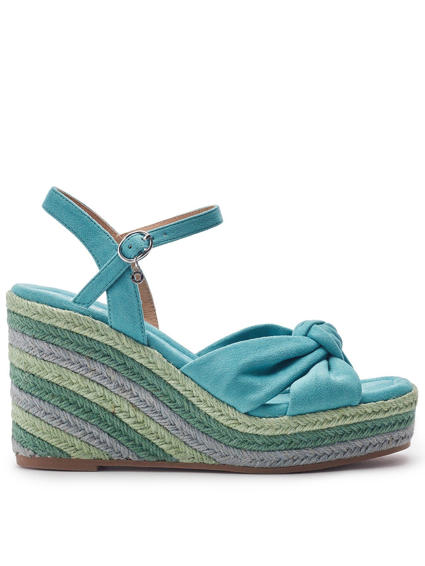 Moda In Pelle Margaritaa Blue Alcantara Knot Detail Wedge