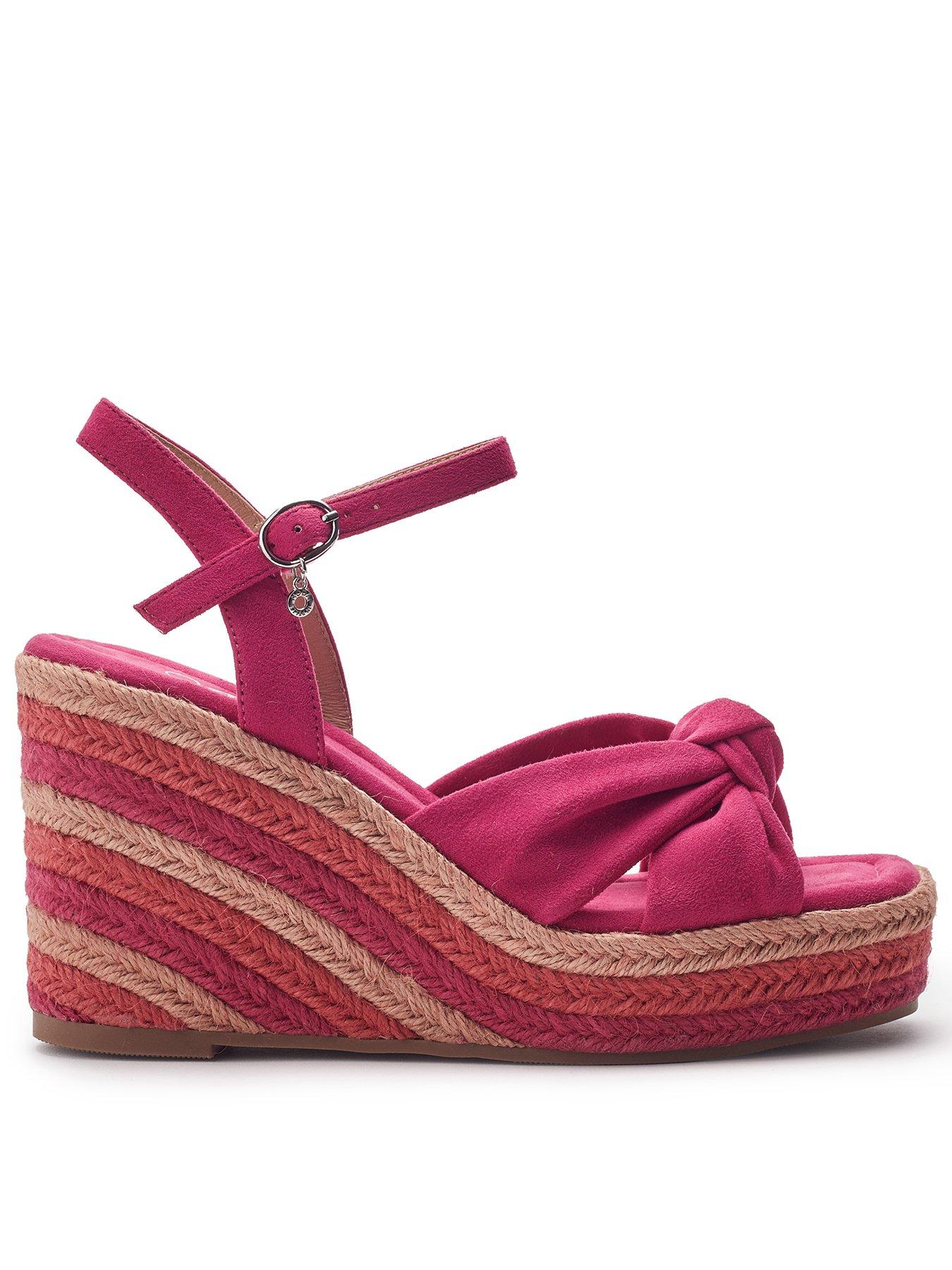 Moda In Pelle Margaritaa Pink Alcantara Knot Detail Wedge