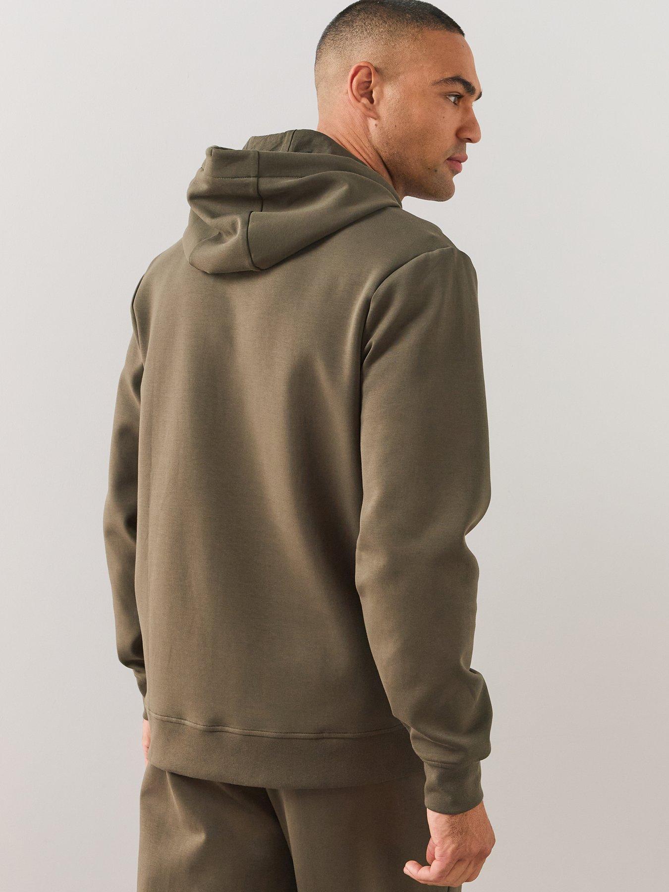 Image 2 of 6 of The Very Collection Mens Premium Interlock Jersey Smart Hoodie - Dark Khaki