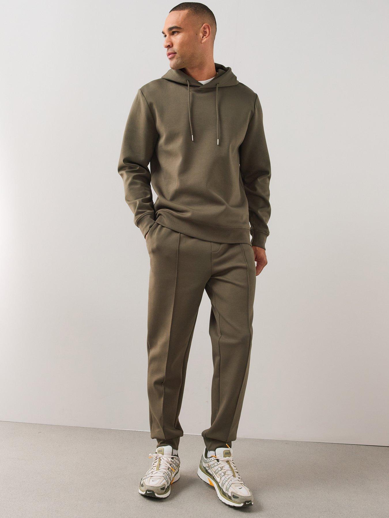Image 3 of 6 of The Very Collection Mens Premium Interlock Jersey Smart Hoodie - Dark Khaki