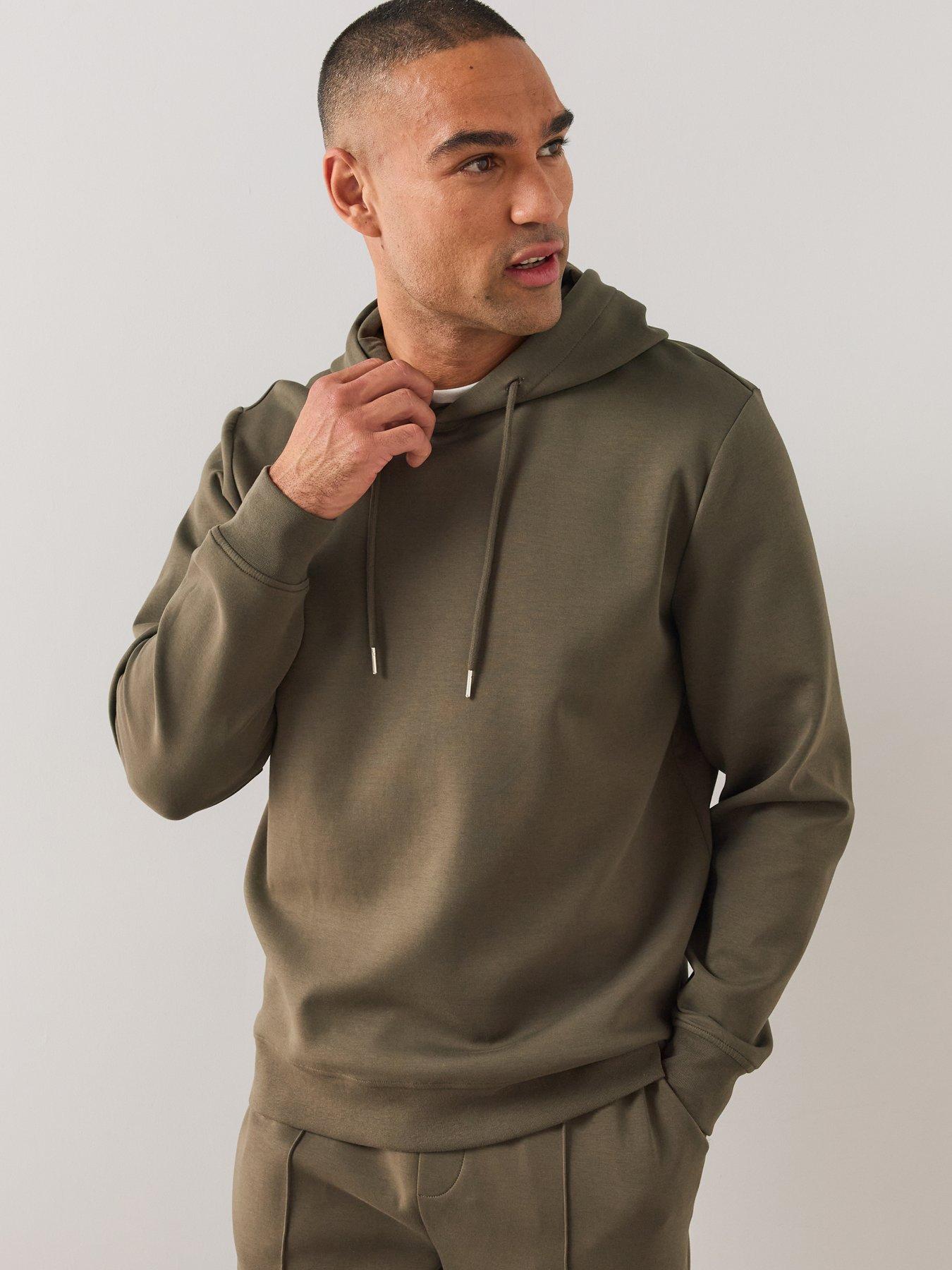 Image 4 of 6 of The Very Collection Mens Premium Interlock Jersey Smart Hoodie - Dark Khaki