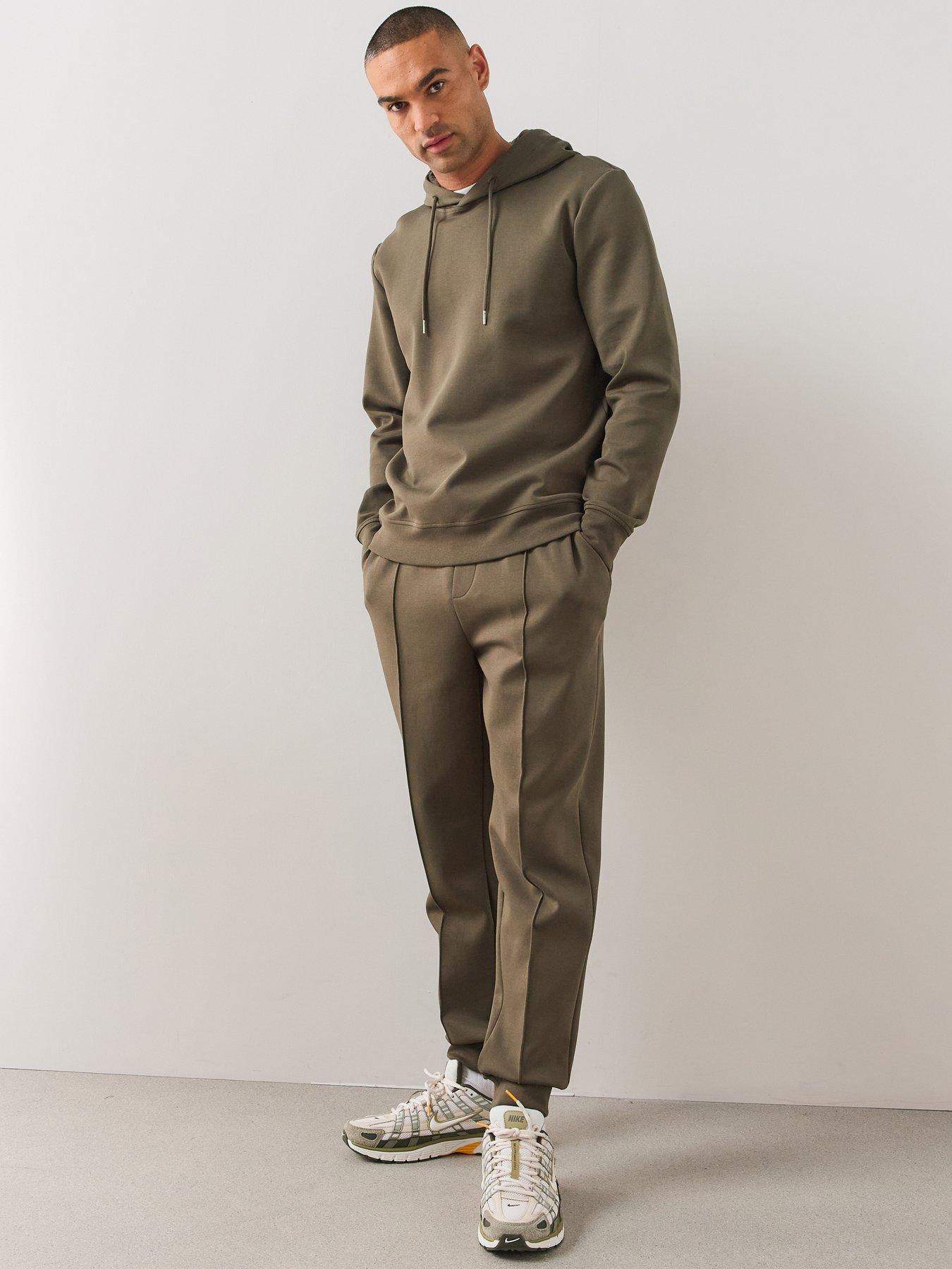 Image 5 of 6 of The Very Collection Mens Premium Interlock Jersey Smart Hoodie - Dark Khaki