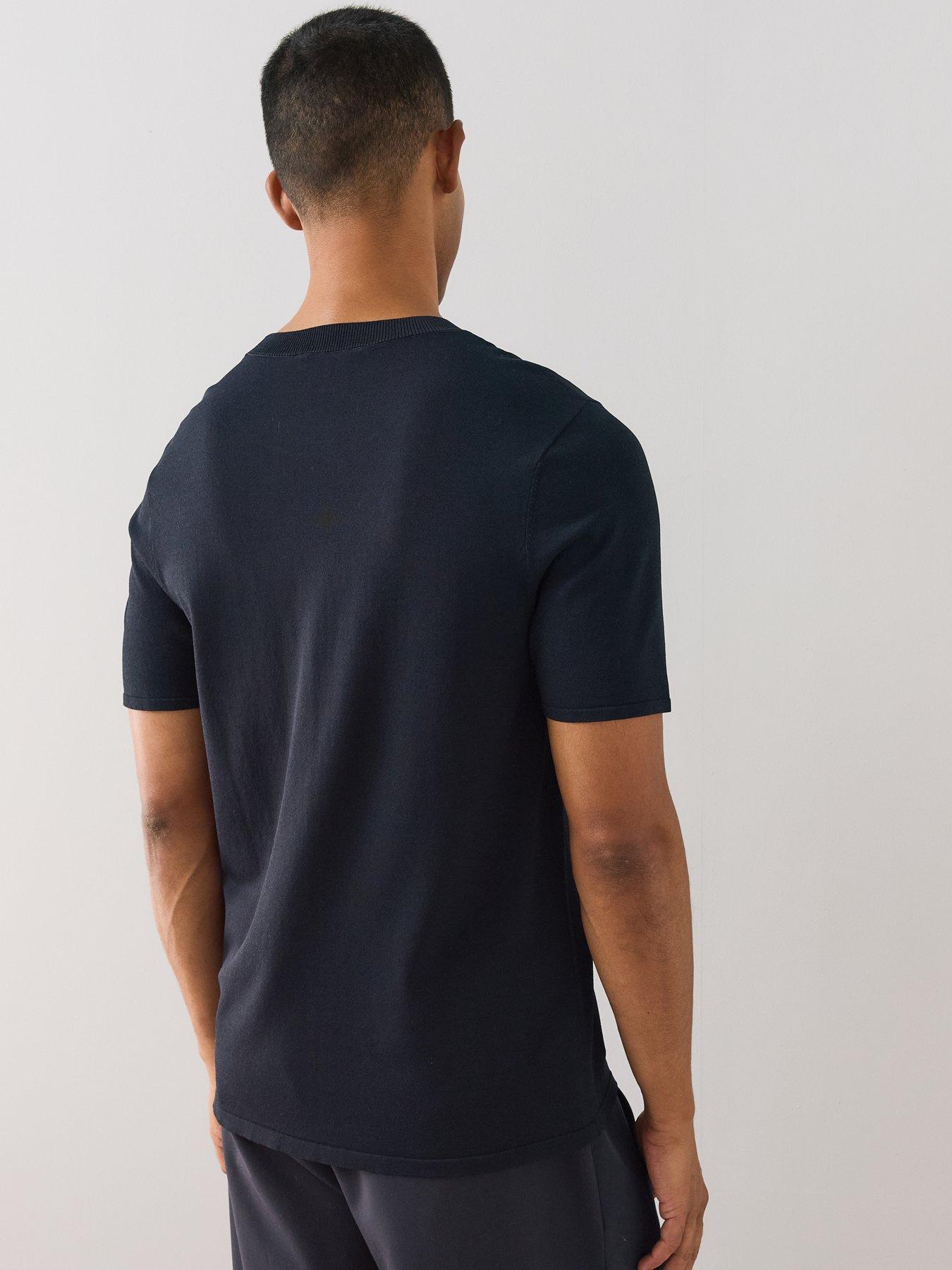 Image 2 of 6 of The Very Collection Smart Crew Neck Knitted T-shirt - Nav Y