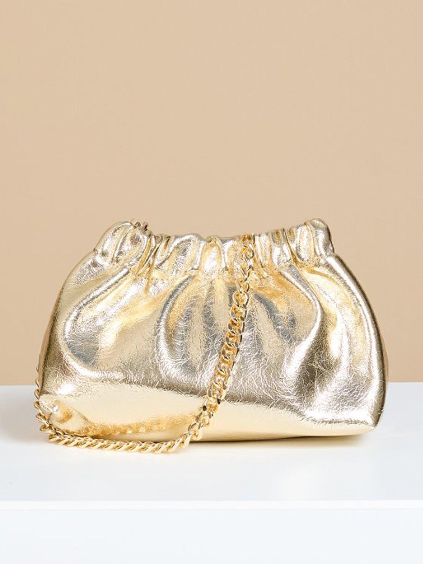 Image 2 of 4 of Little Mistress Gold Ruched Top Bag