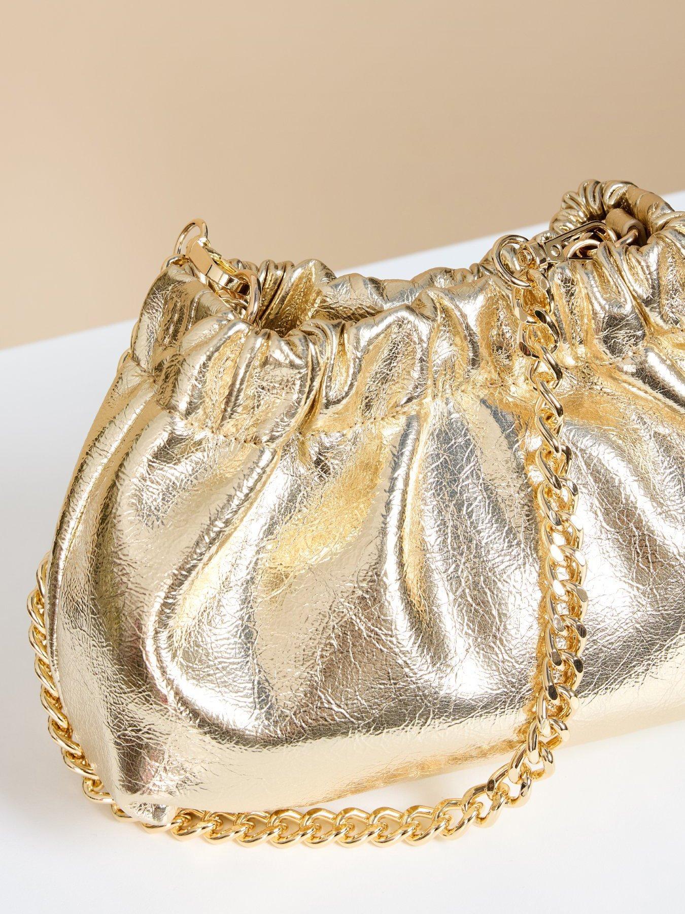 Image 3 of 4 of Little Mistress Gold Ruched Top Bag