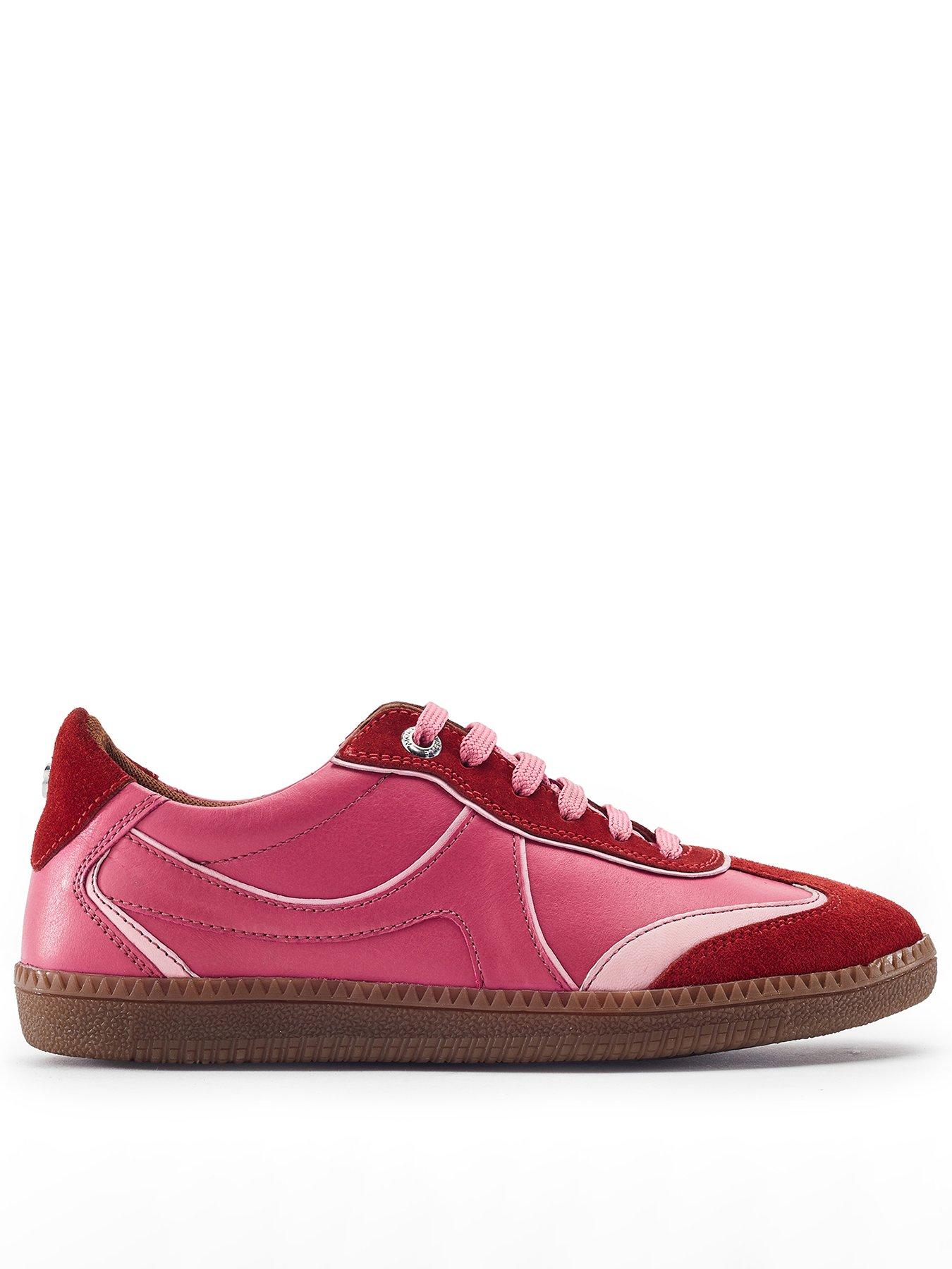 Moda In Pelle Brioni Pink-red Leather Multi Panel Gum Sole Trainer