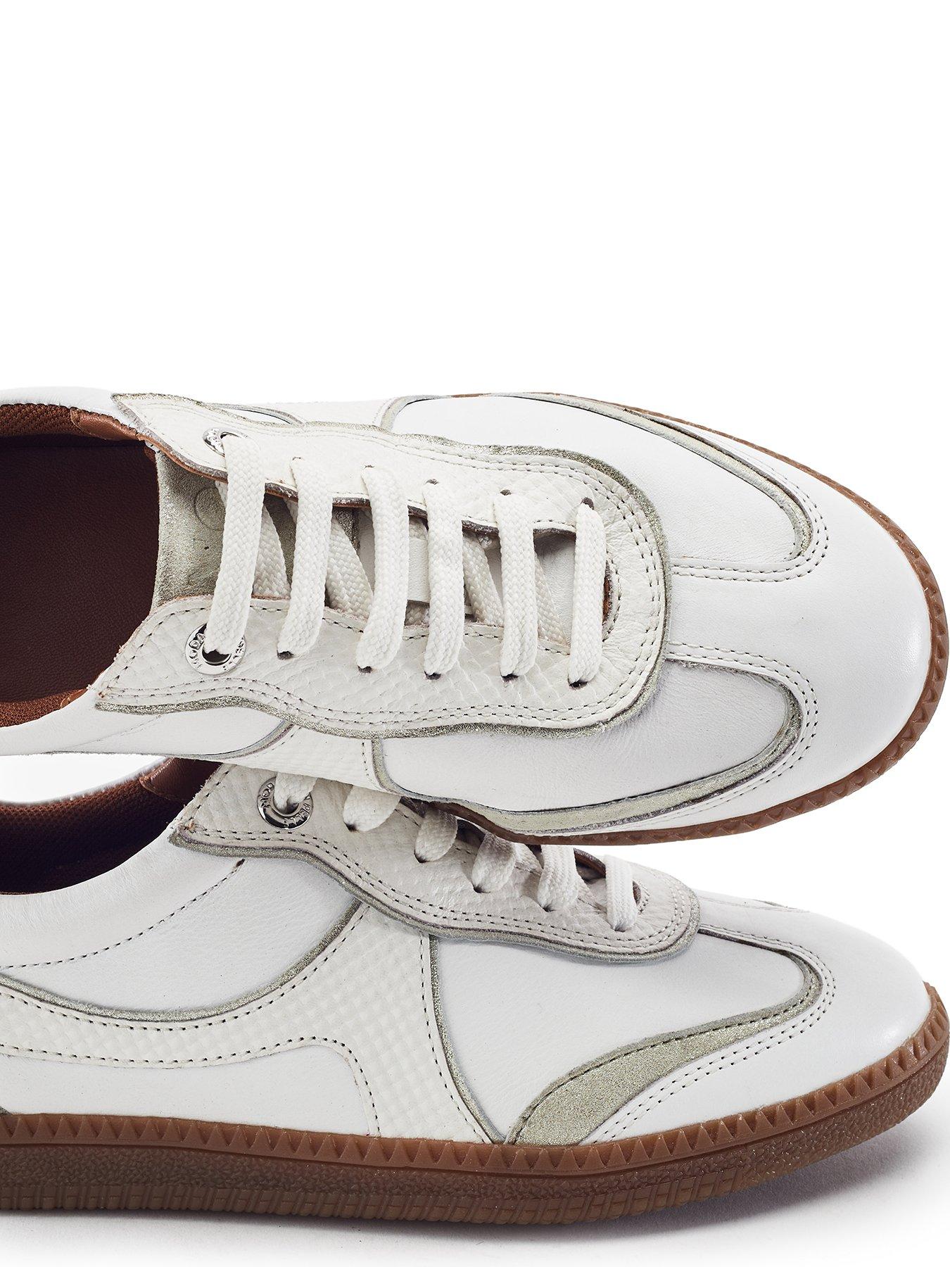 Image 3 of 4 of Moda In Pelle Brioni Leather Multi Panel Gum Sole Trainer - White Snake