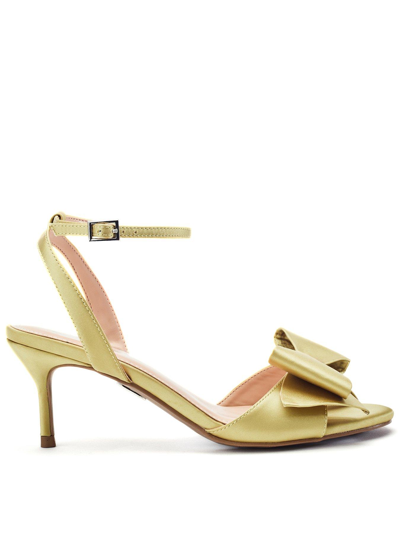Moda In Pelle Lotty Lime Green Satin Low Sandal With Large Bow Trim - Green