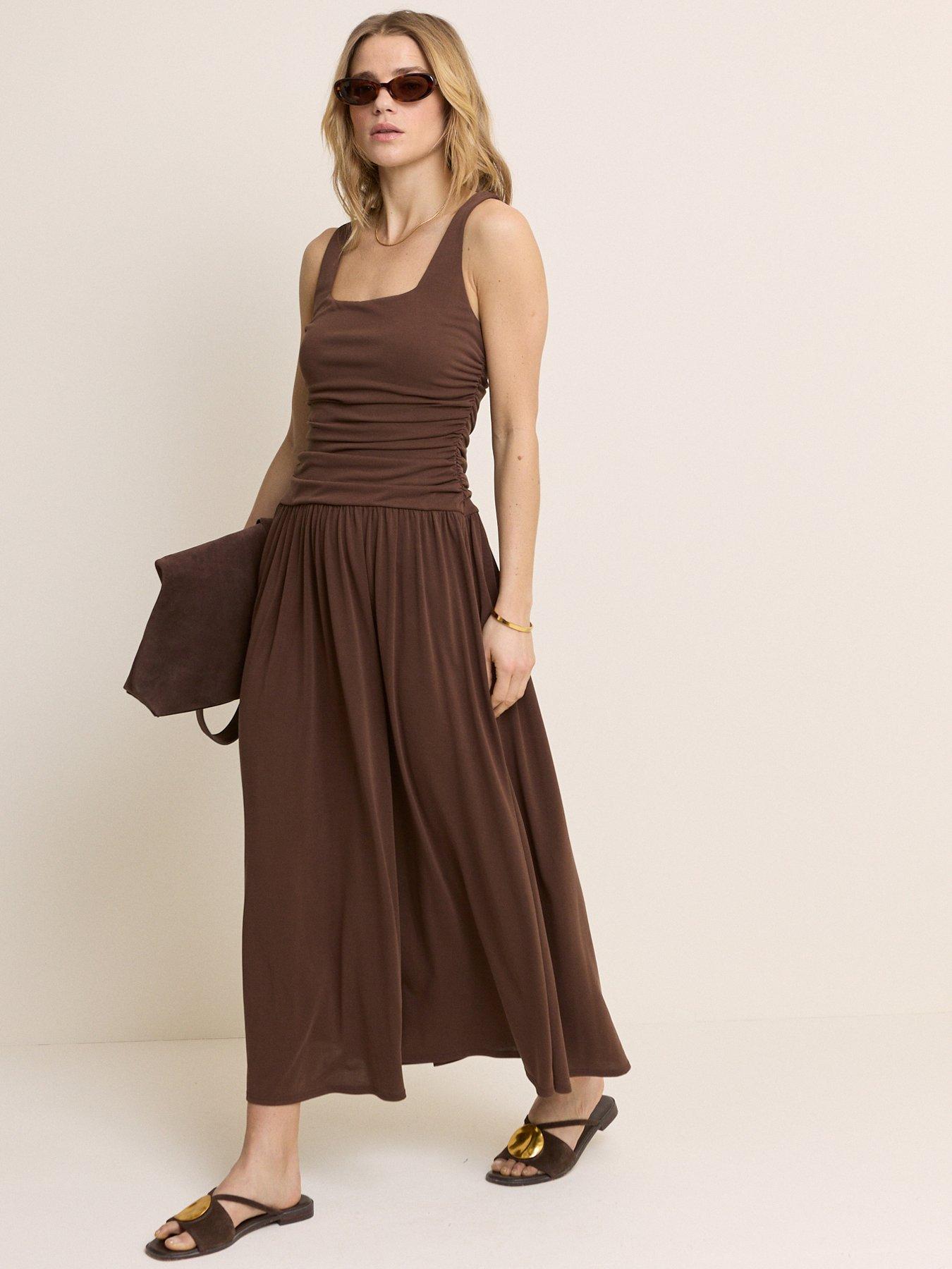 Image 1 of 6 of Nobodys Child Natalie Midi Dress - Brown