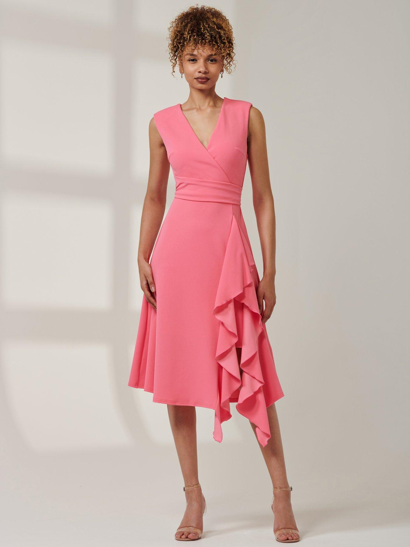 Jolie Moi Ruffle Detail Wrap Sleeveless Midi Dress