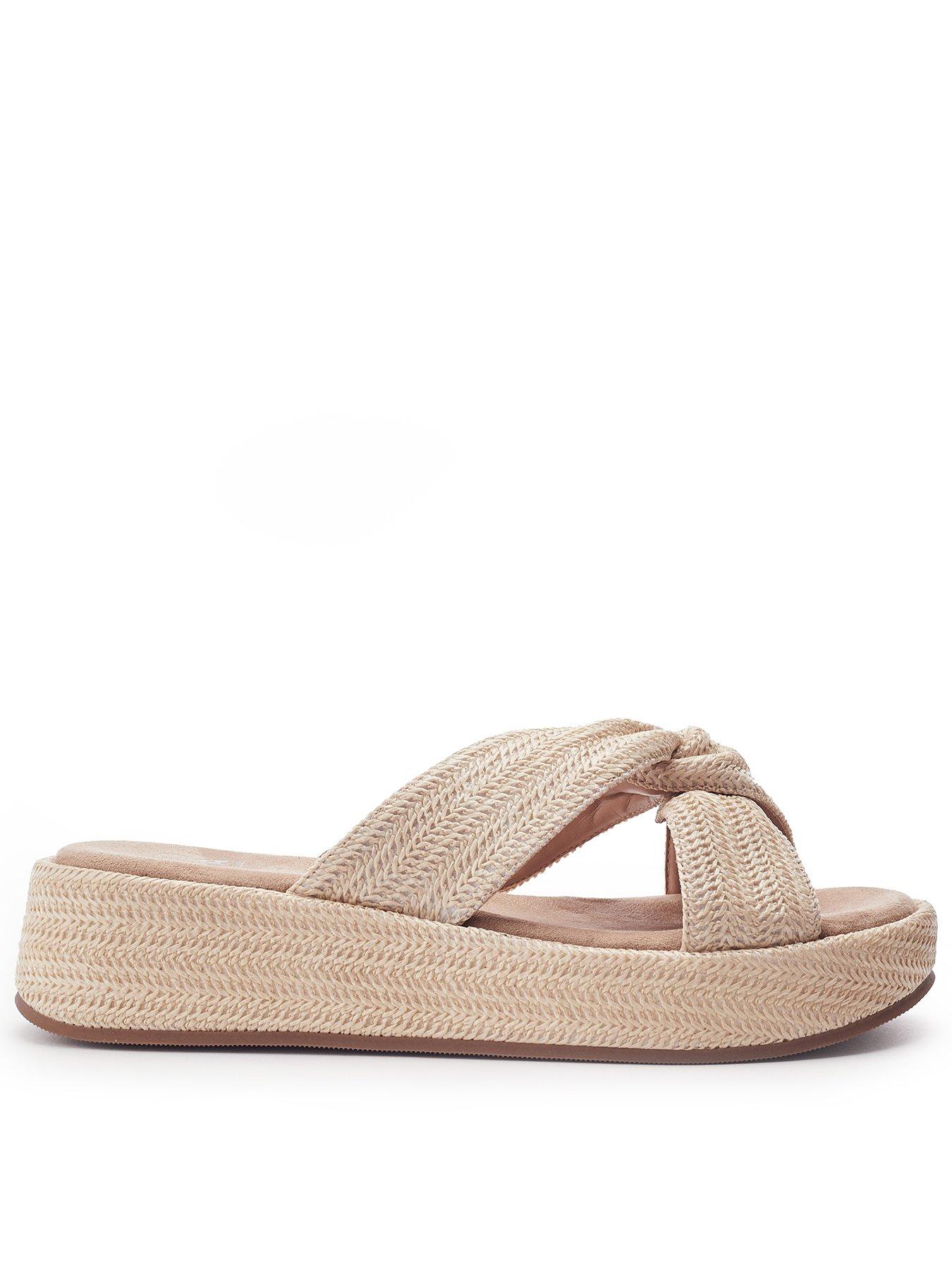 Moda In Pelle Keeli Textile Twist Feature Platform Sandals - Beige