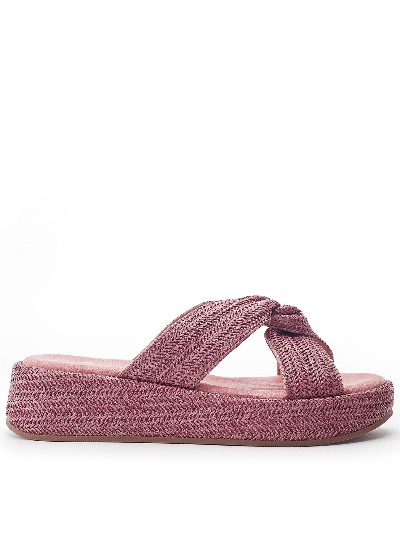 Moda In Pelle Keeli Pink Textile Platform Sandal With Twist Feature