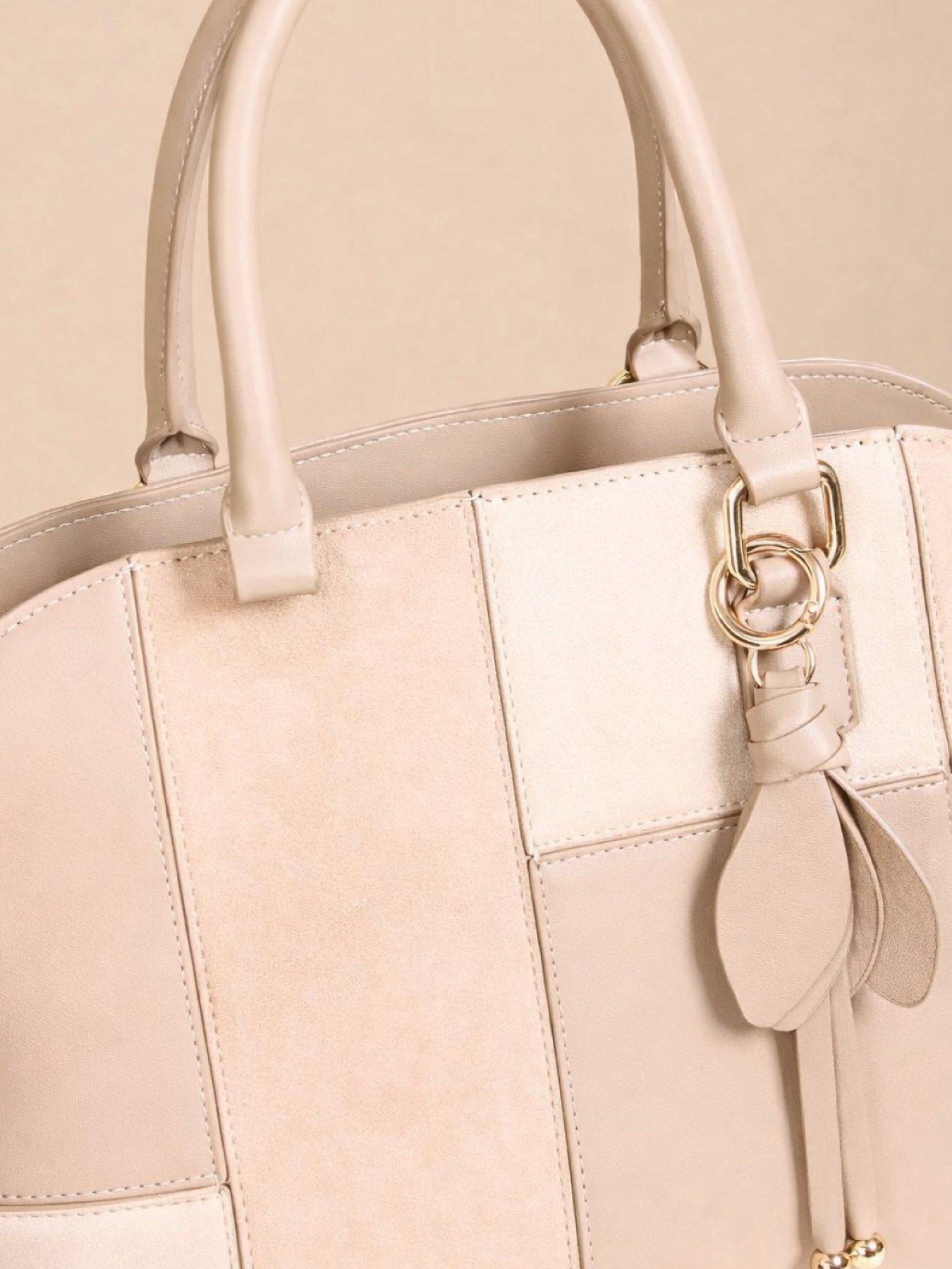 Image 3 of 3 of Little Mistress Beige Patchwork Tote