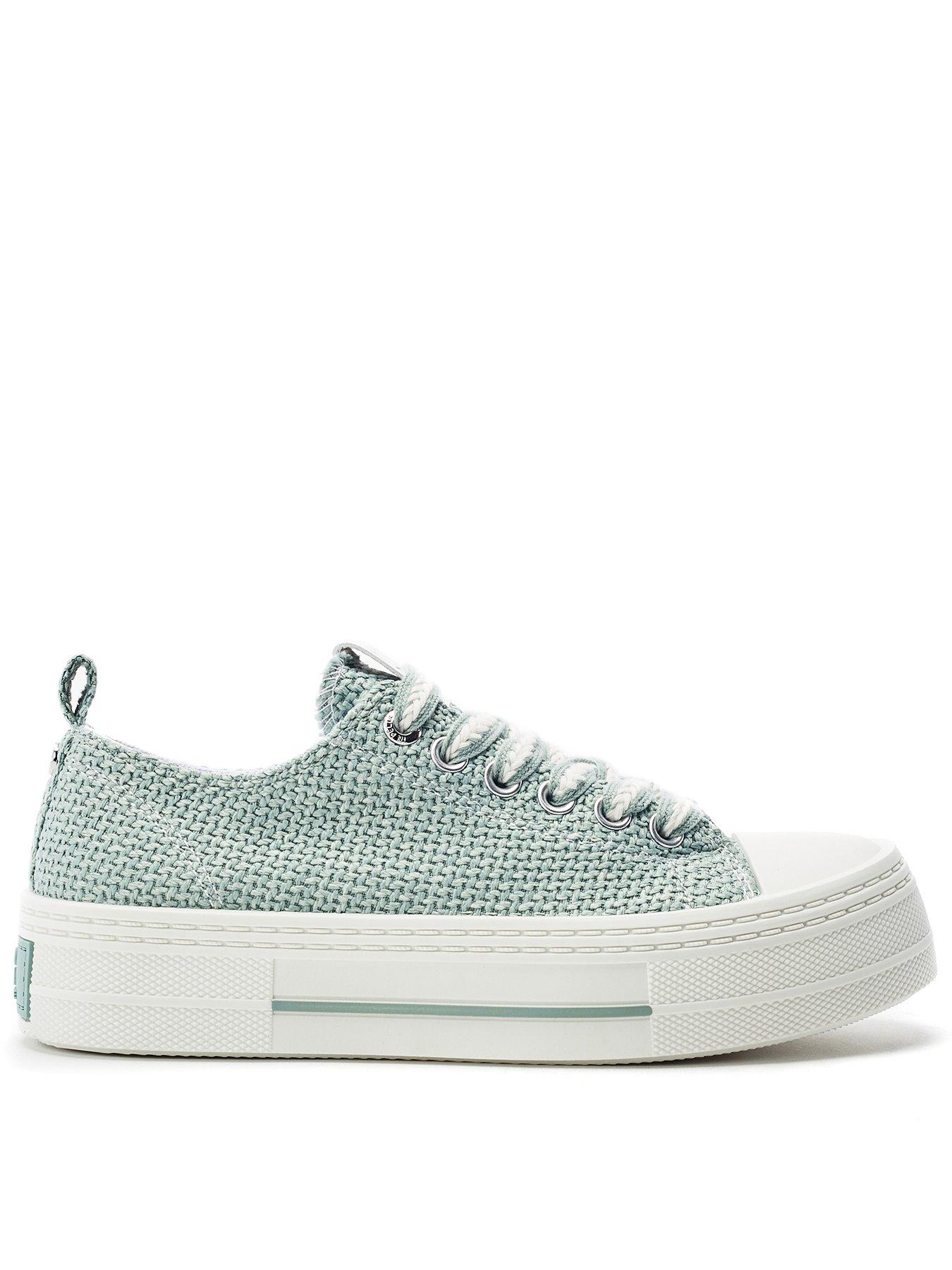Moda In Pelle Betta Mint Raffia Woven Upper Chunky Trainer
