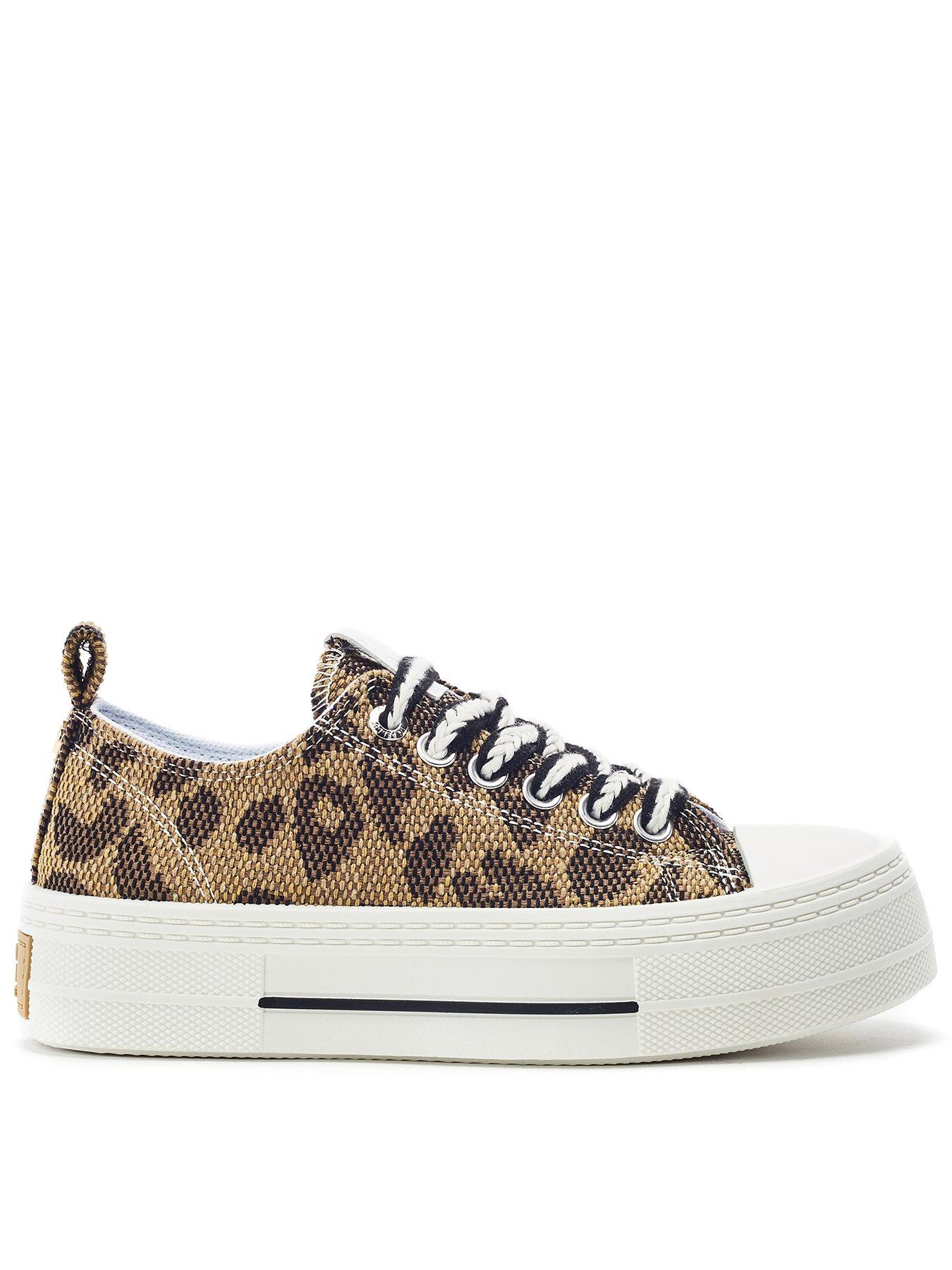 Image 1 of 4 of Moda In Pelle Betta Black - Leopard Raffia Woven Upper Chunky Trainer