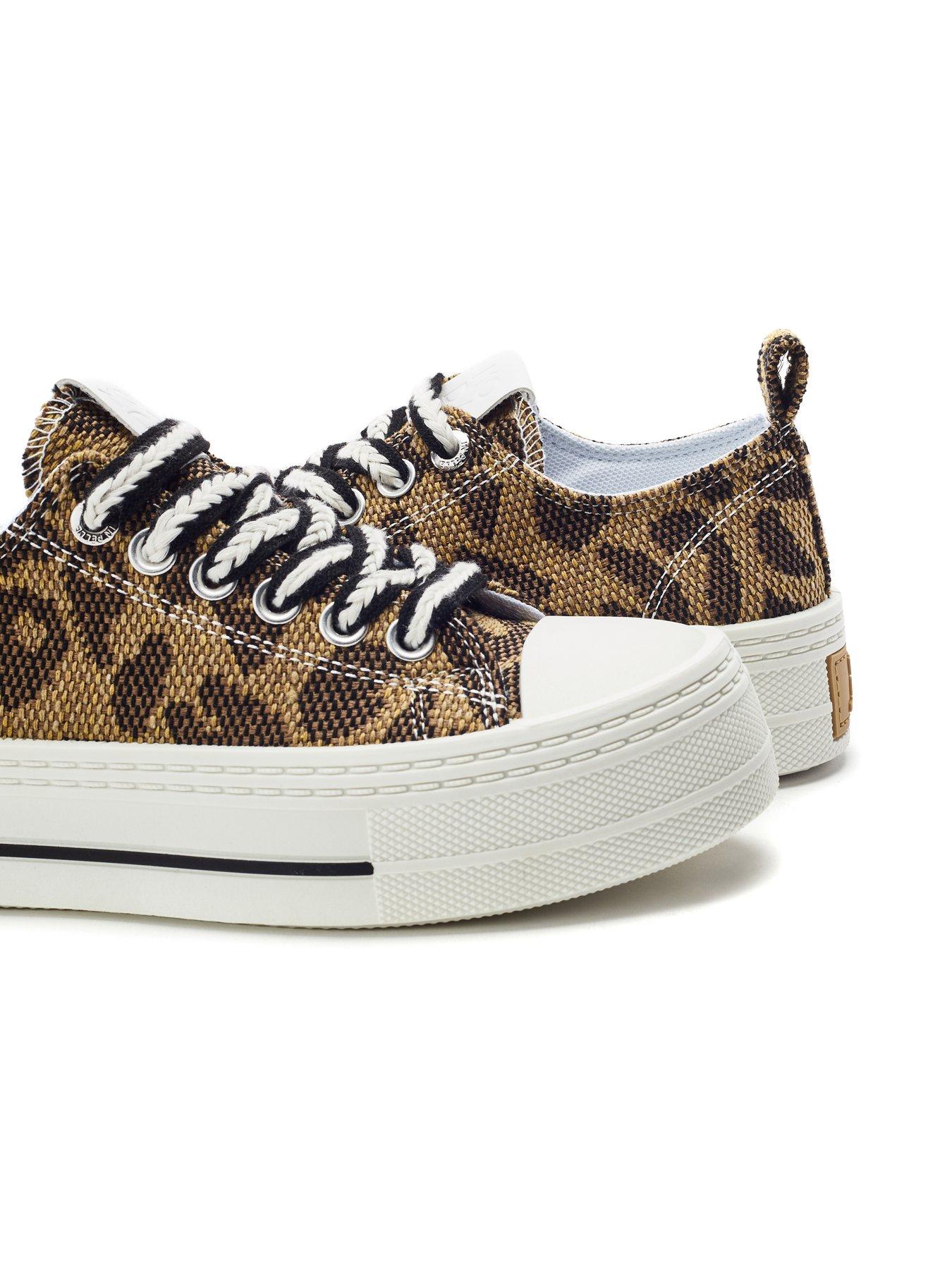 Image 4 of 4 of Moda In Pelle Betta Black - Leopard Raffia Woven Upper Chunky Trainer
