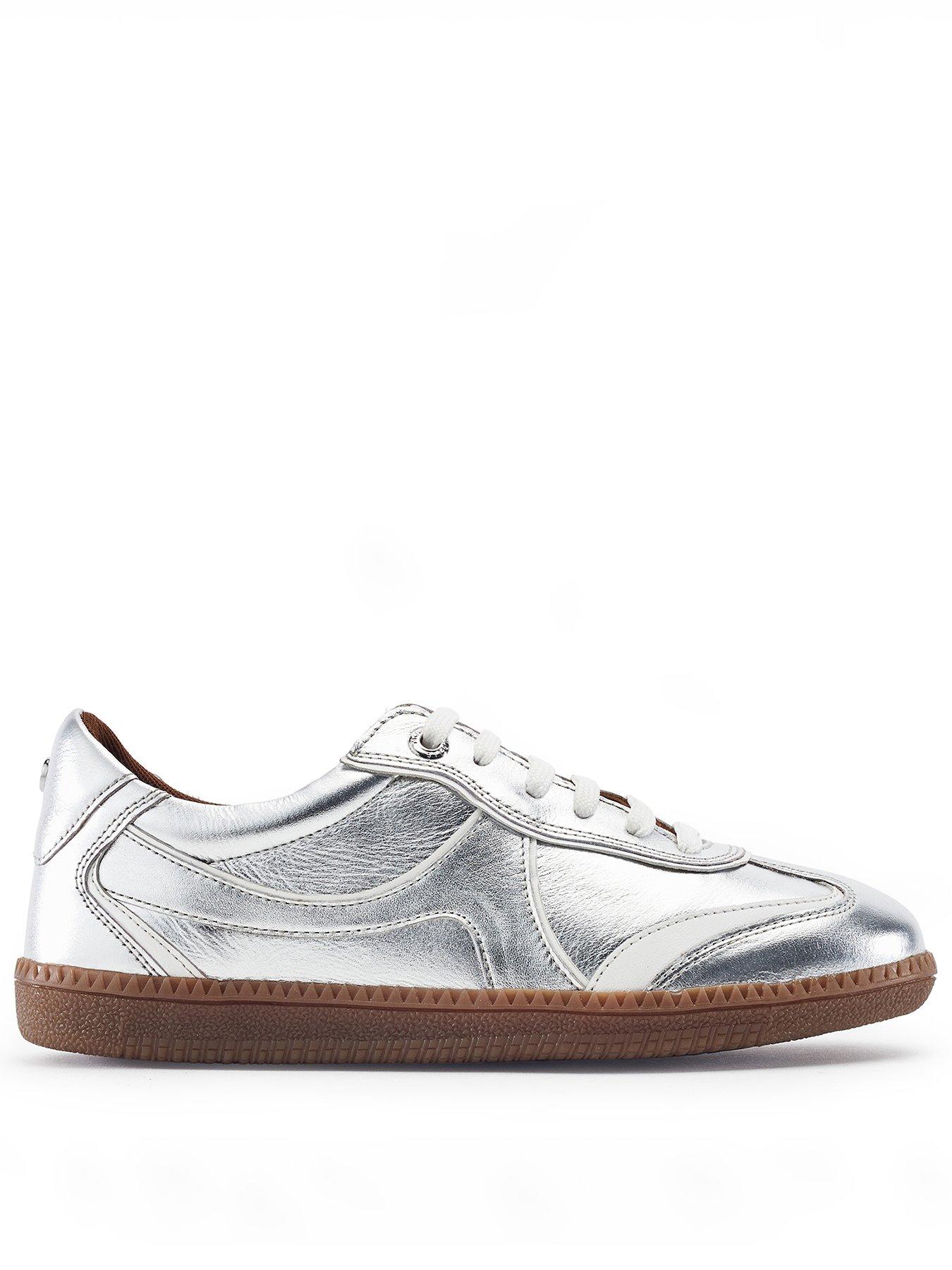 Moda In Pelle Brioni Silver Leather Multi Panel Gum Sole Trainer