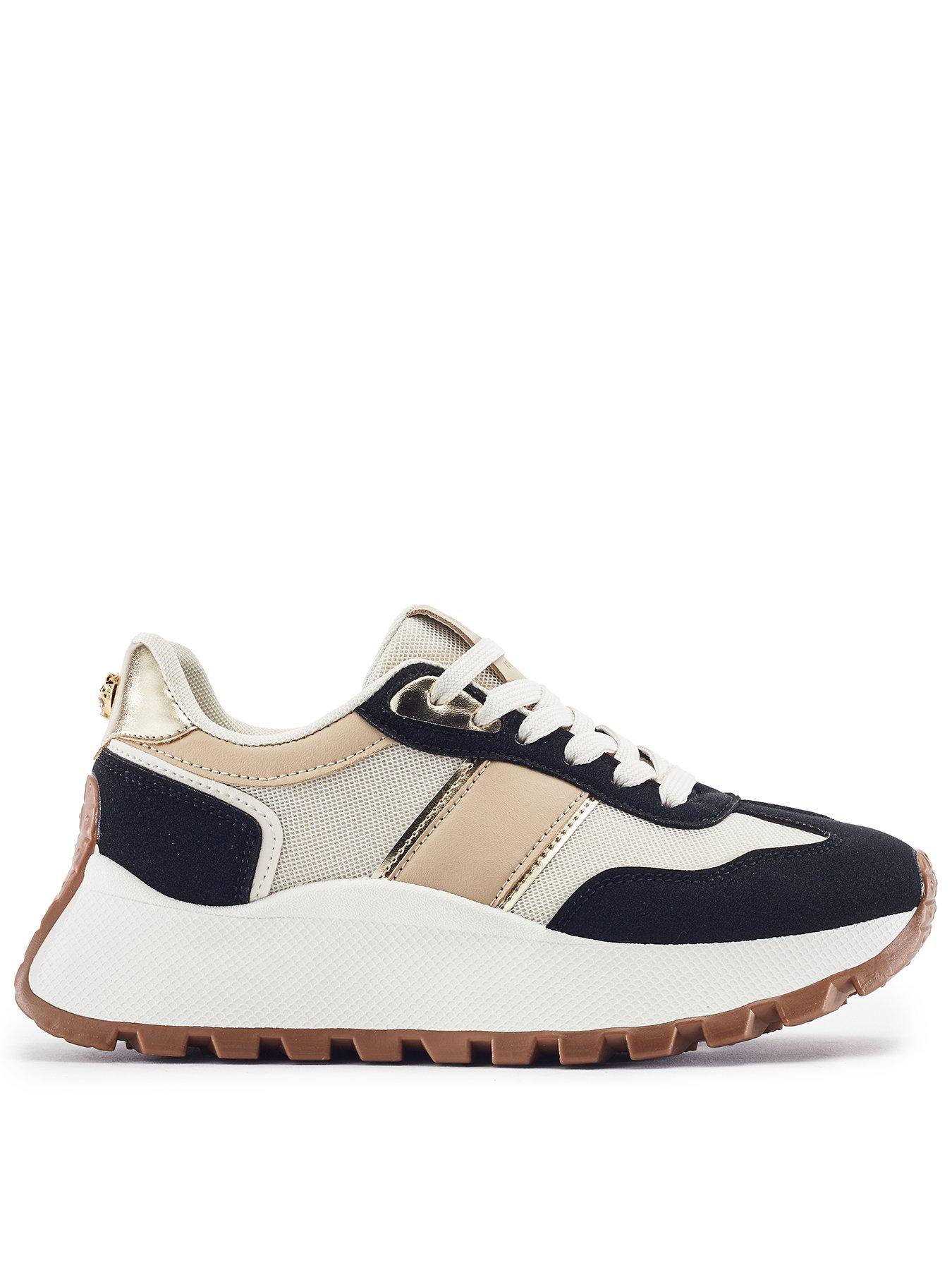 Moda In Pelle Demee Black Mix Alcantara Chunky Multi Panel Trainer