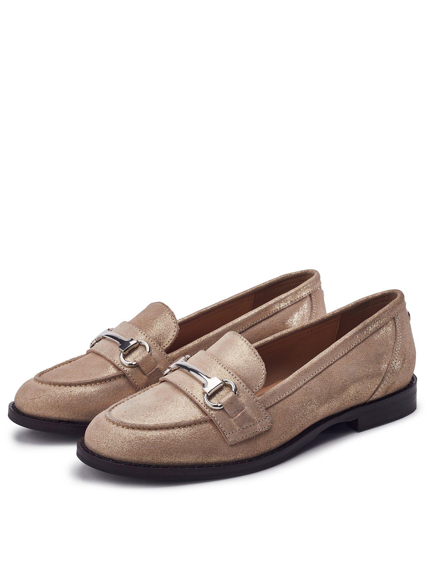 Image 2 of 3 of Moda In Pelle Elarra Champagne Leather Flat Snaffle Trime Loafer