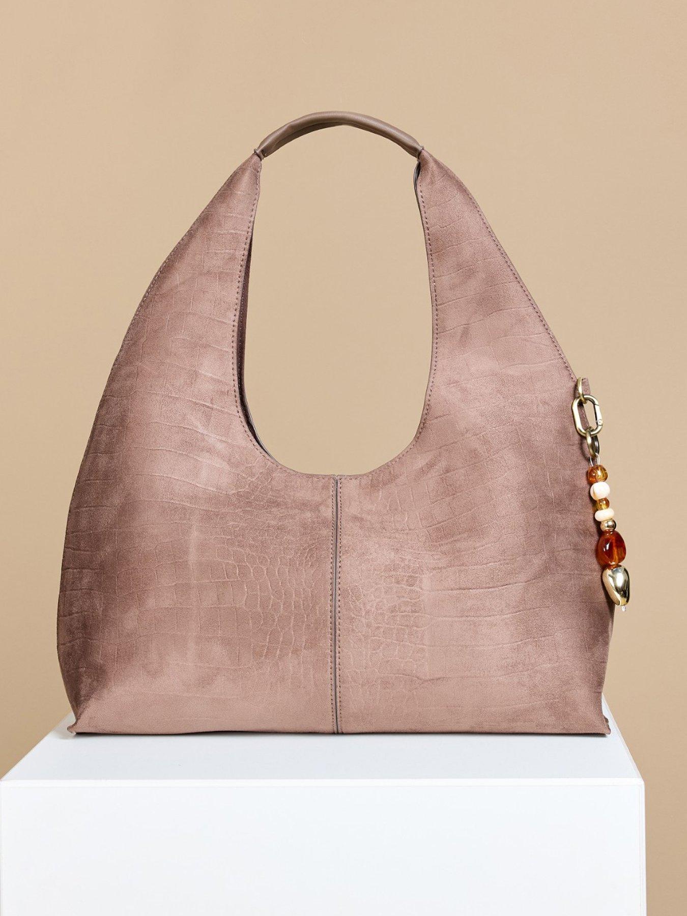 Image 2 of 3 of Little Mistress Mocha Croc Emboss Shoulder Bag - Brown