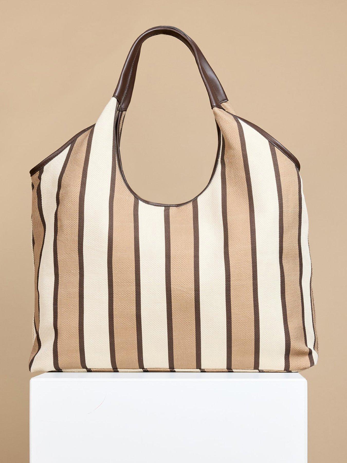 Image 1 of 2 of Little Mistress Neutral Stripe Bag