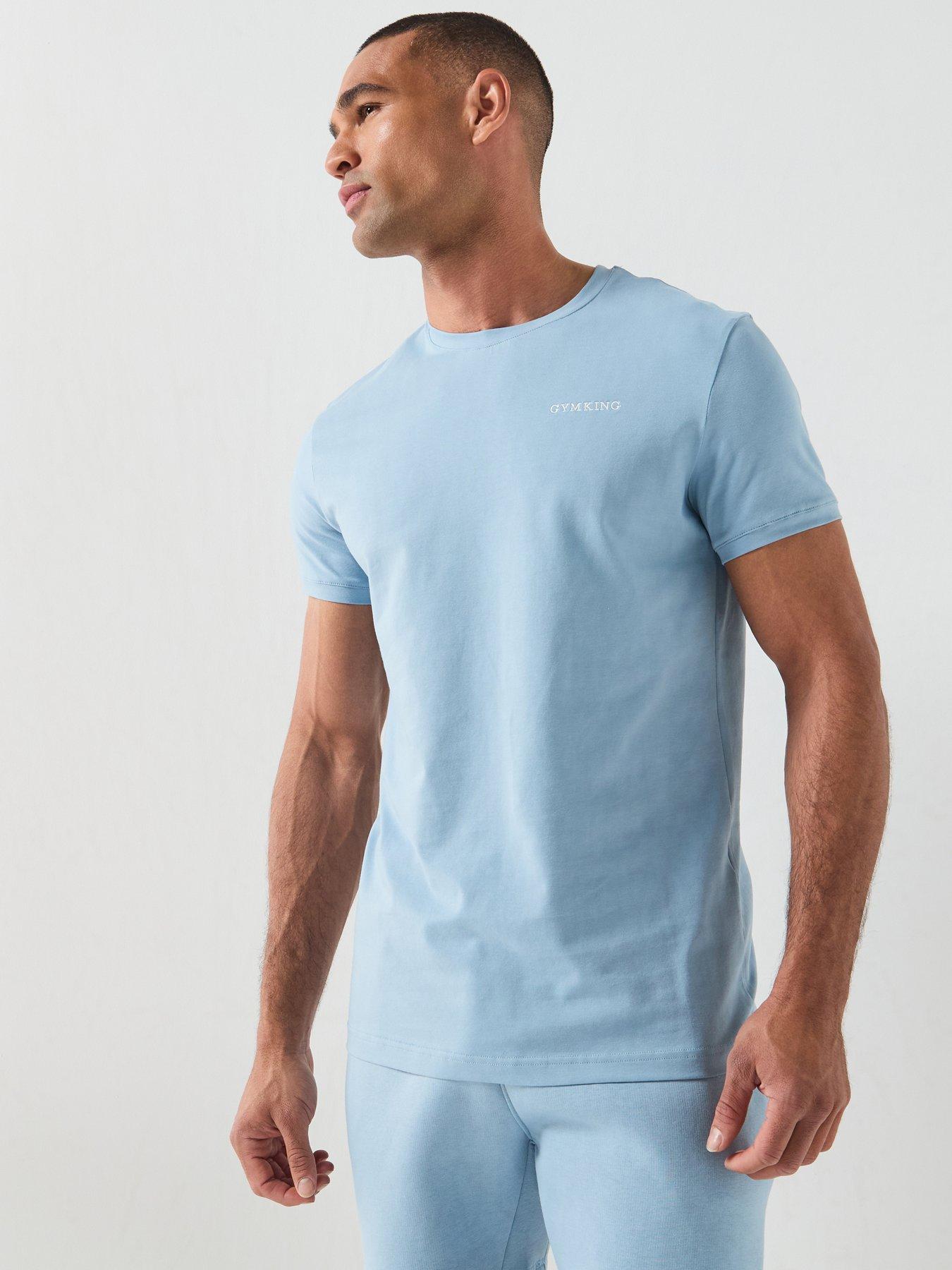 Gym King Mens Fundamental Linear T-Shirt - Blue