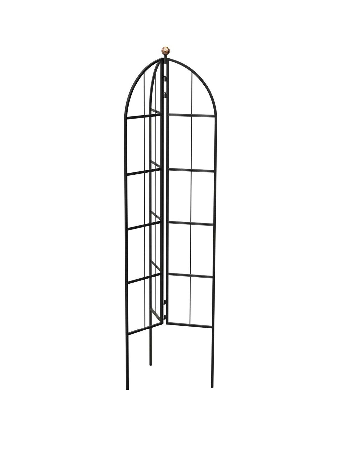 panacea-modern-farmhouse-folding-obelisk-black-with-copper-ballstillFront