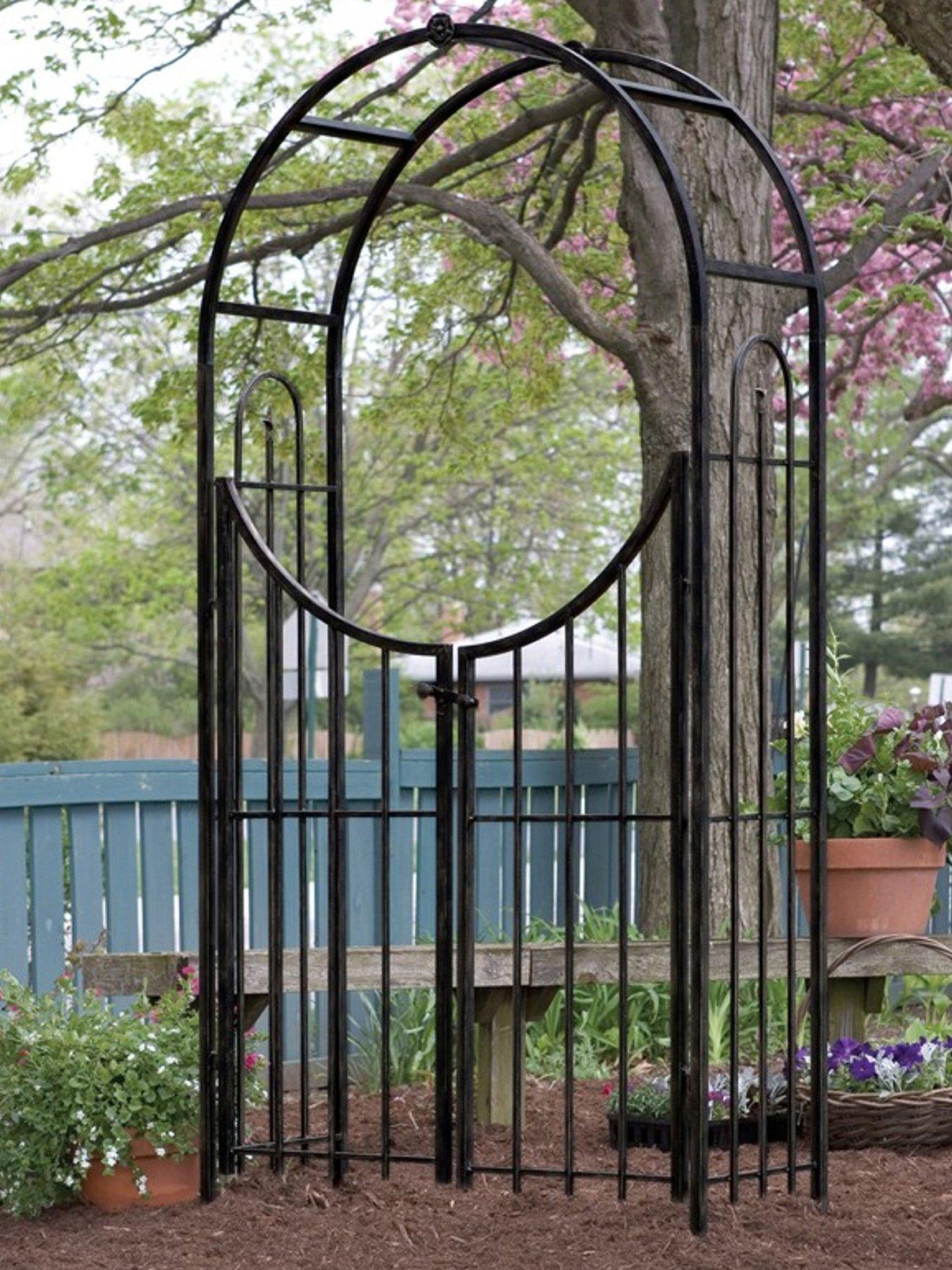 Image 1 of 2 of Panacea ARCHED TOP GARDEN ARCH WITH GATE BLACK
