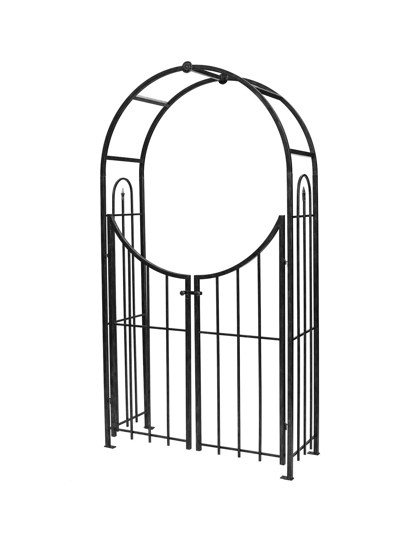Image 2 of 2 of Panacea ARCHED TOP GARDEN ARCH WITH GATE BLACK