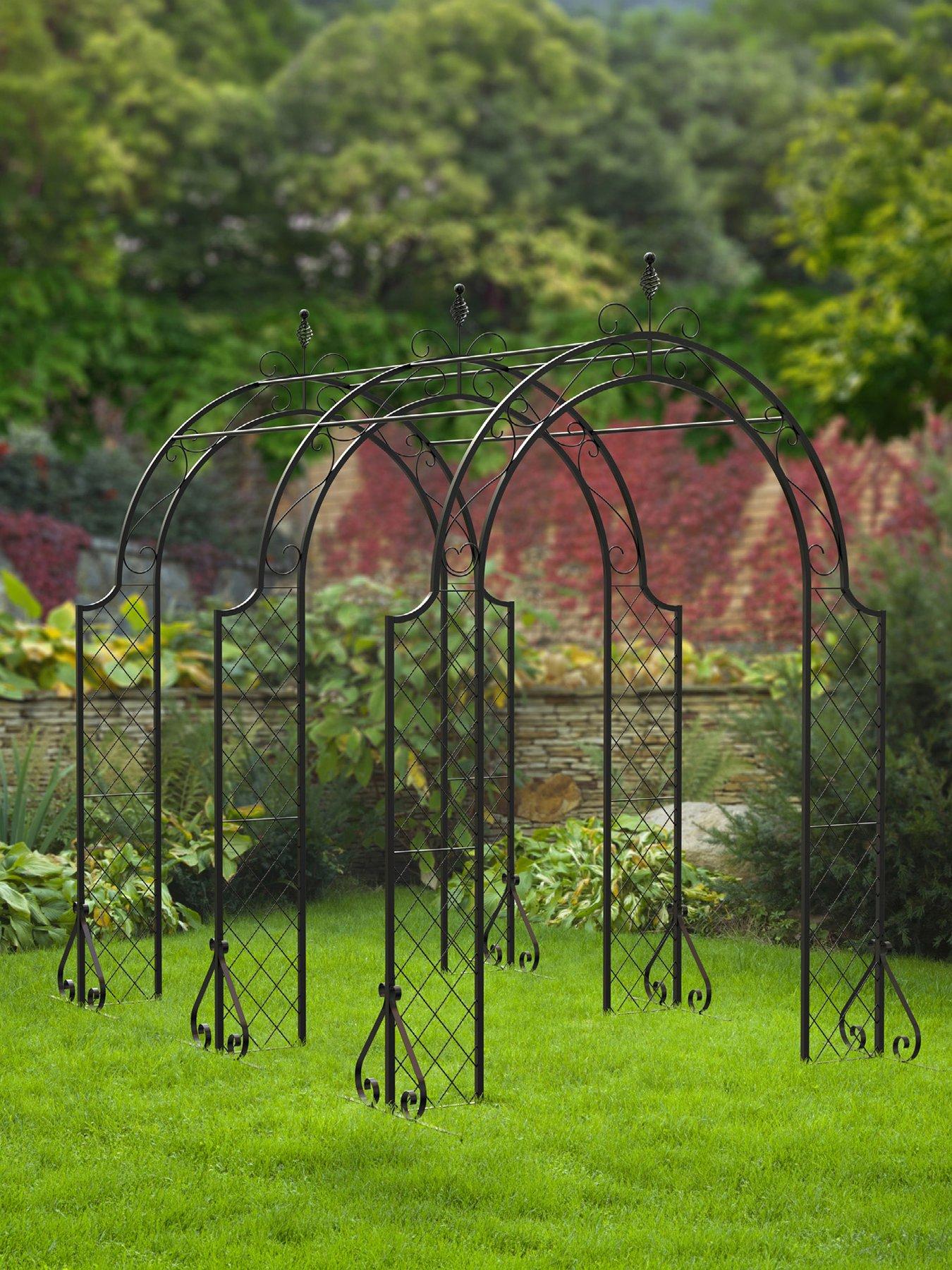 Panacea 3 Section Lattice Arbour With Connecting Pieces Black