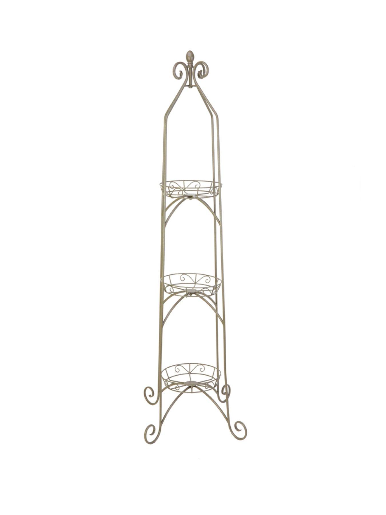 Image 2 of 2 of Panacea SCROLL TOP 3 TIER PLANT STAND WHITE