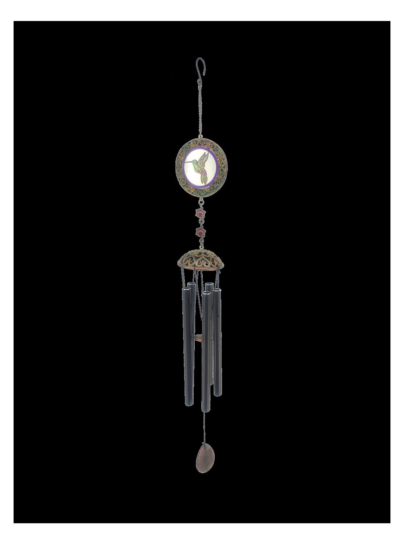 Image 2 of 2 of Panacea Glass Hummingbird Wind Chime 81Cm Black