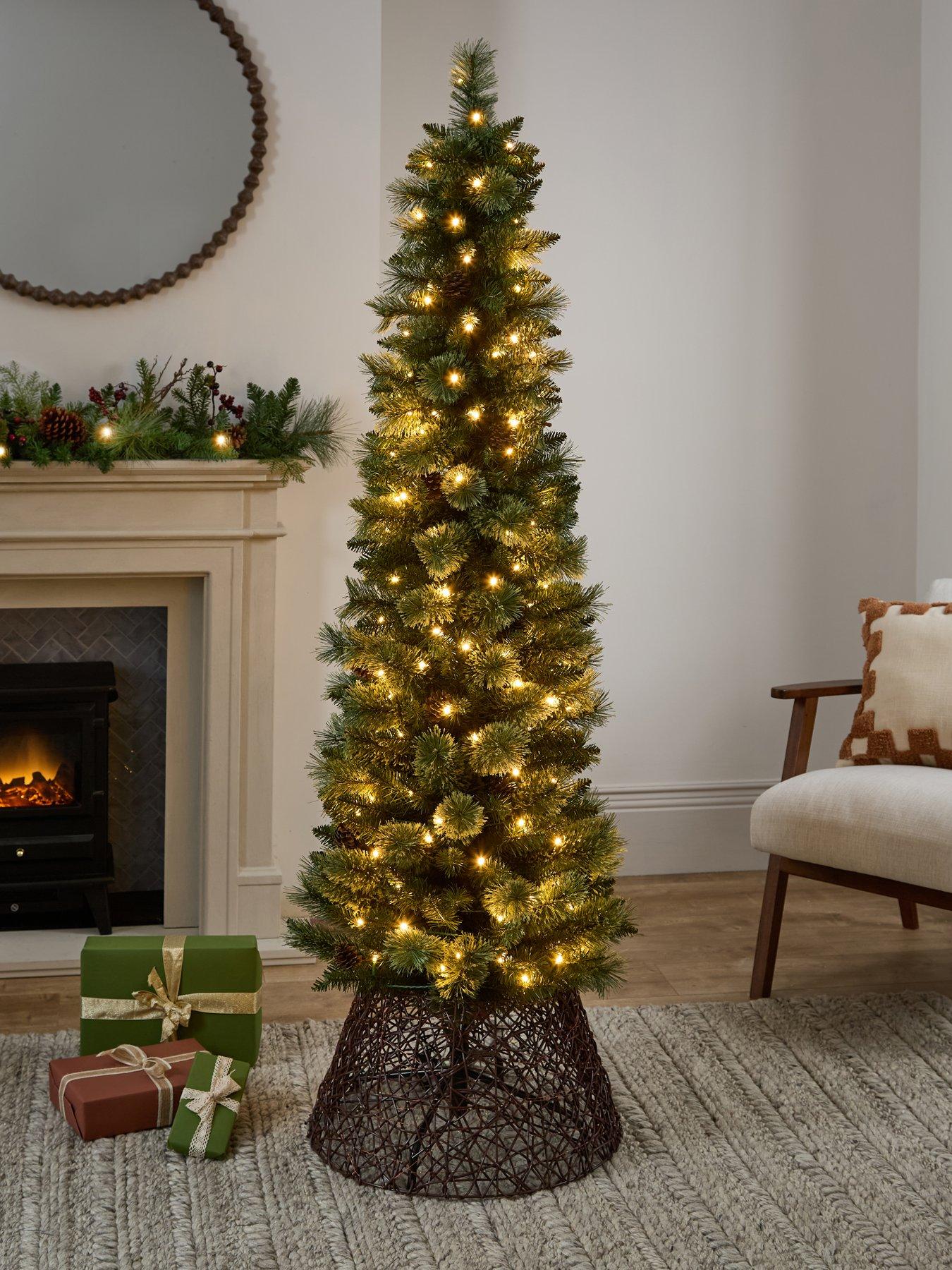 The Very Collection 6Ft Pre Lit Cashmere Pencil Tree With Pinecones