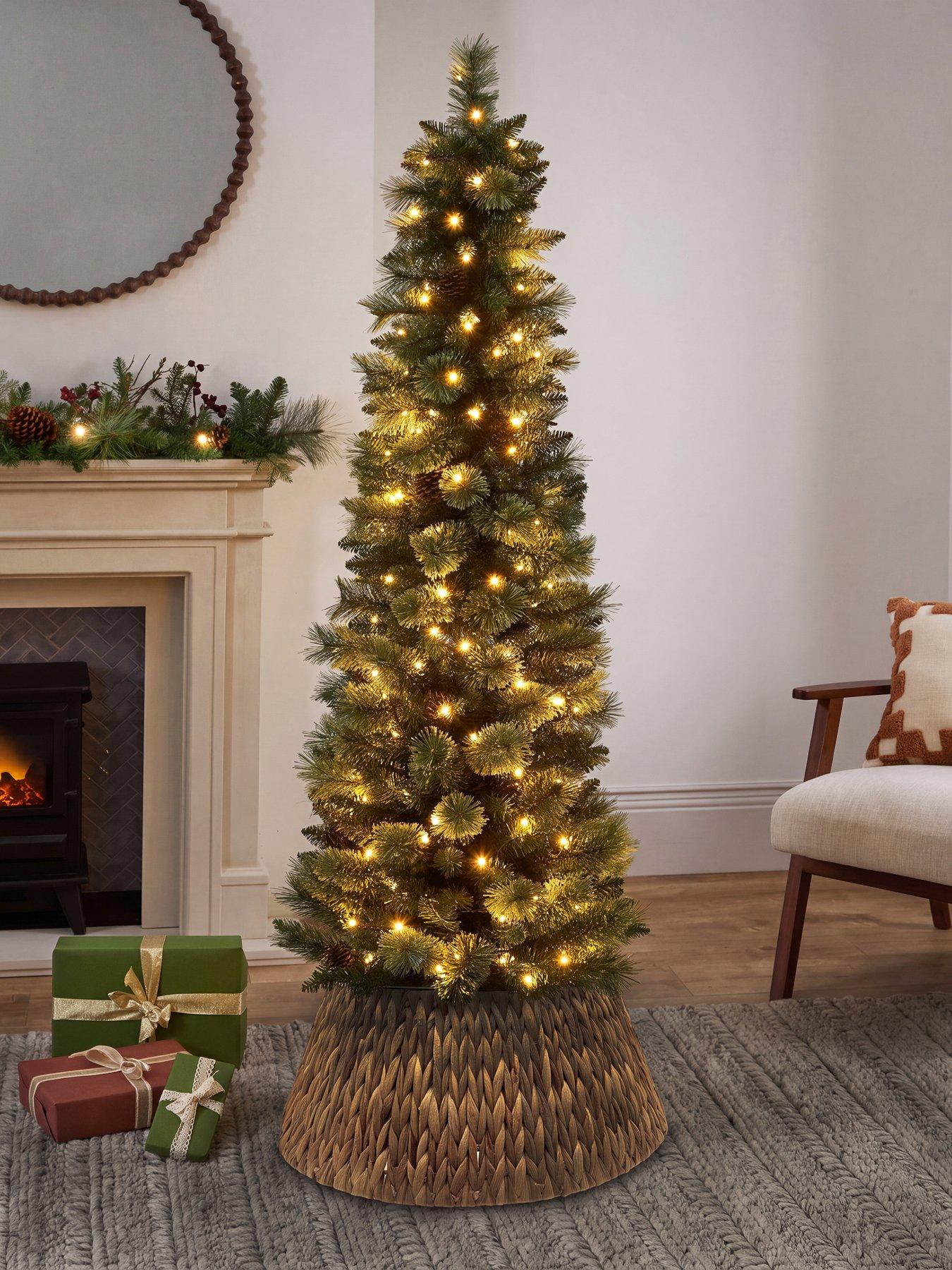 Image 1 of 8 of The Very Collection 6Ft Pre Lit Cashmere Pencil Christmas&nbsp;Tree with Pinecones