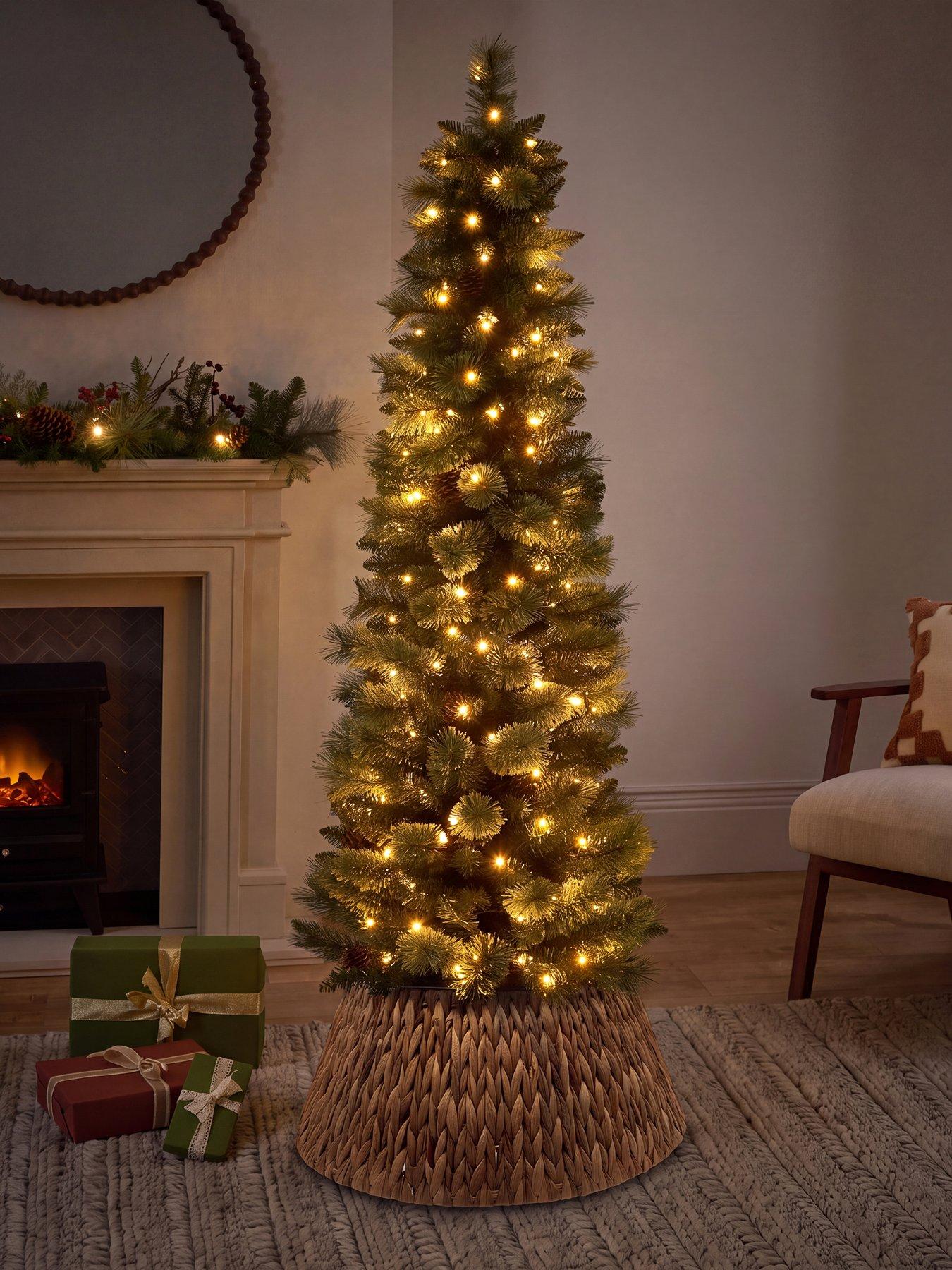 Image 2 of 8 of The Very Collection 6Ft Pre Lit Cashmere Pencil Christmas&nbsp;Tree with Pinecones