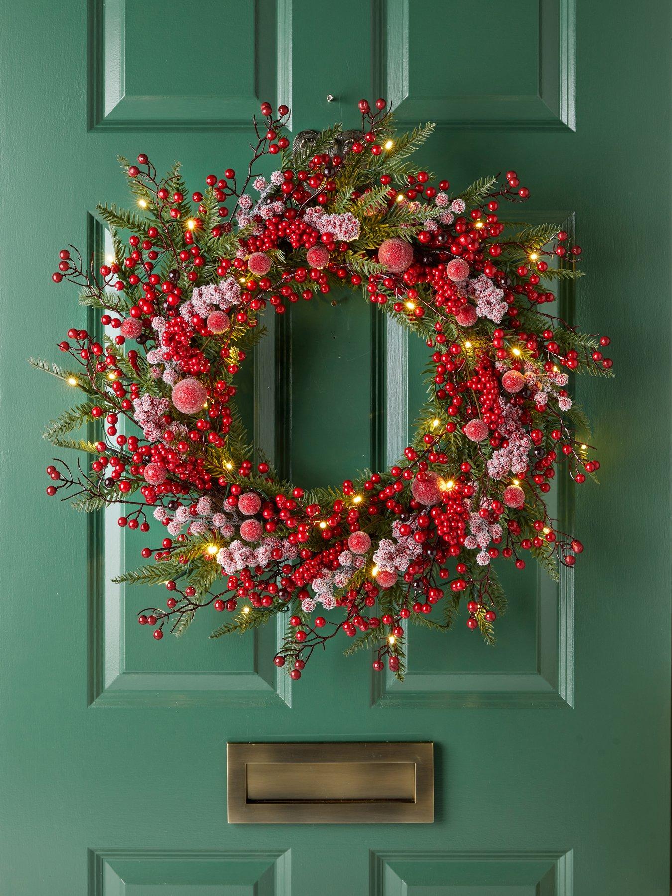 The Very Collection 24" Prelit Wreath With Red Berries