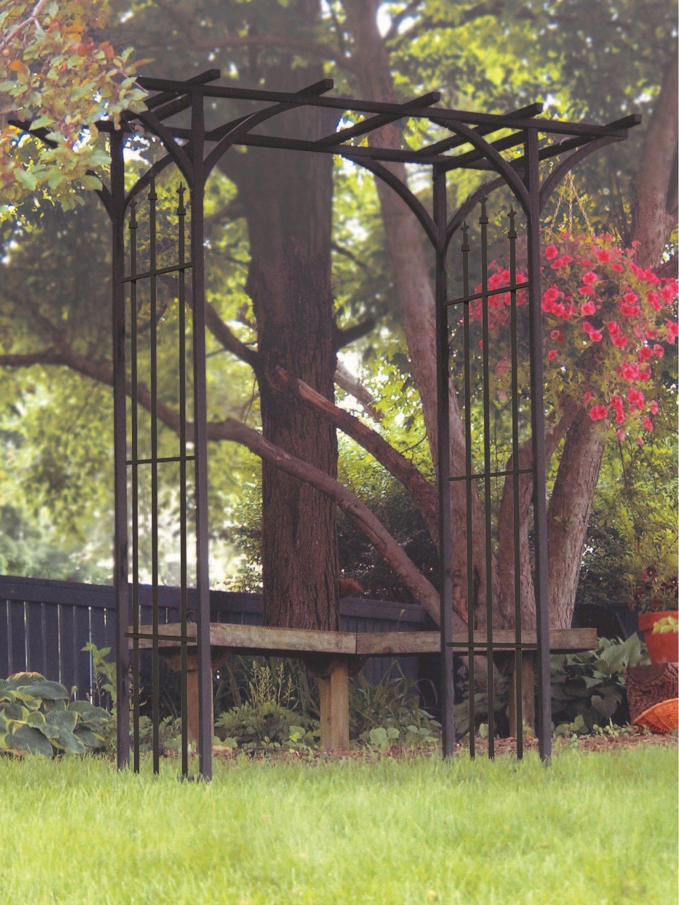 Panacea Glat Top Garden Arch With Finials