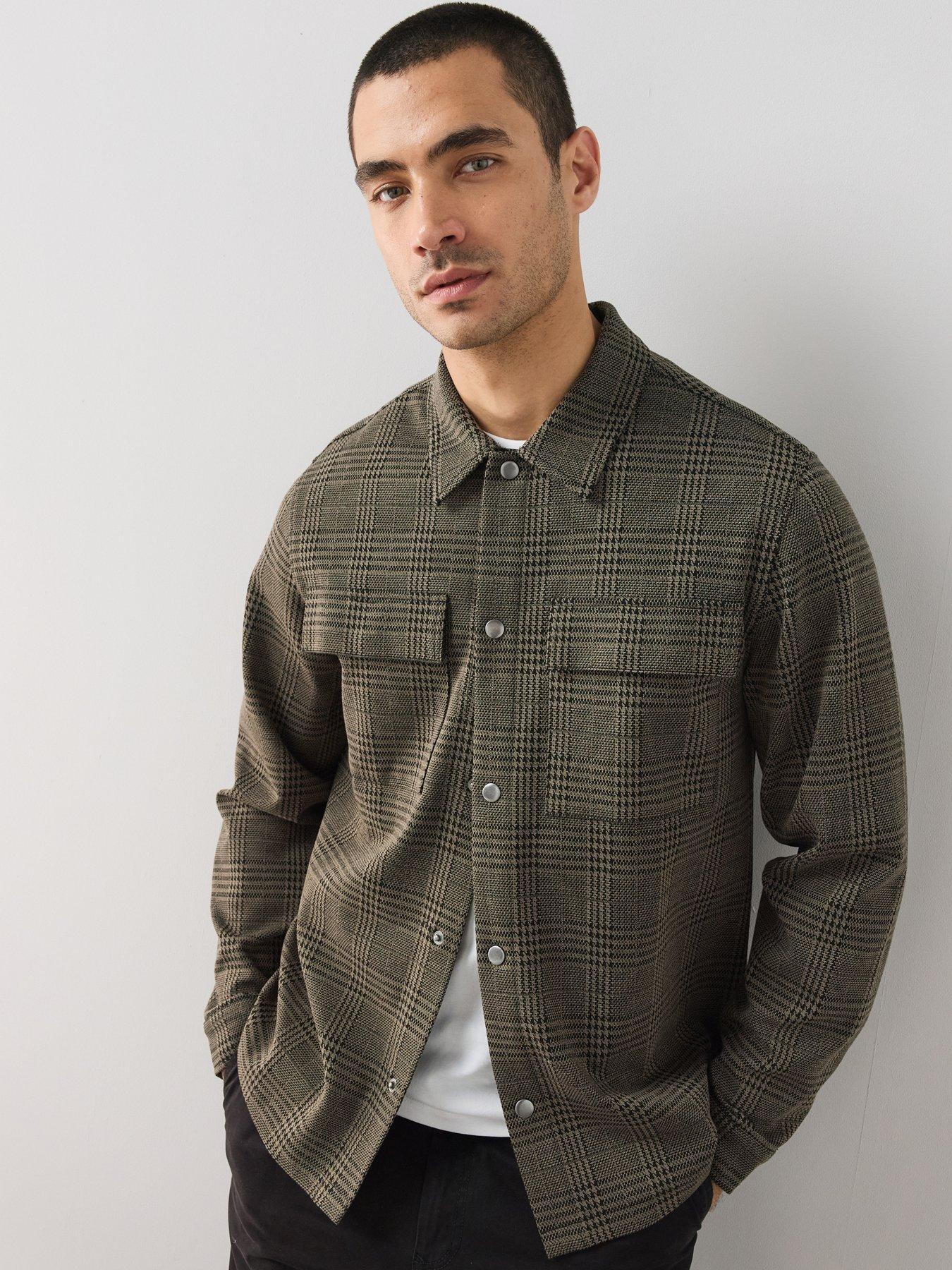 The Very Collection Herringbone Jersey Overshirt - Brown