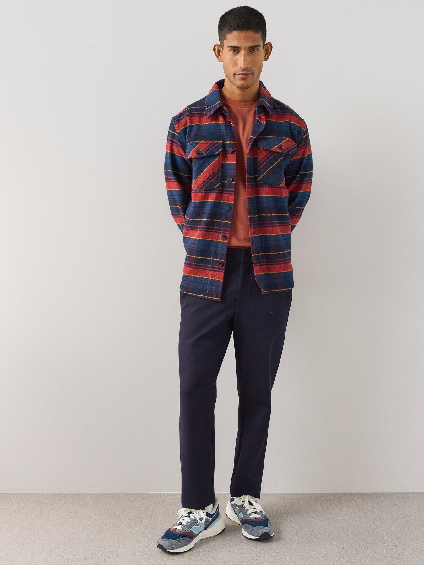 Image 3 of 7 of The Very Collection Men's Checked Button Through Shacket -&nbsp;Red/Navy