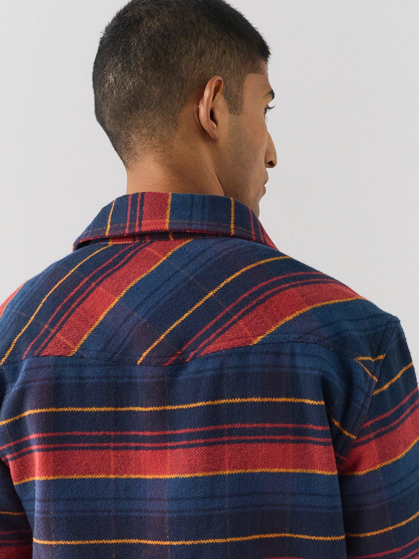 Image 5 of 7 of The Very Collection Men's Checked Button Through Shacket -&nbsp;Red/Navy