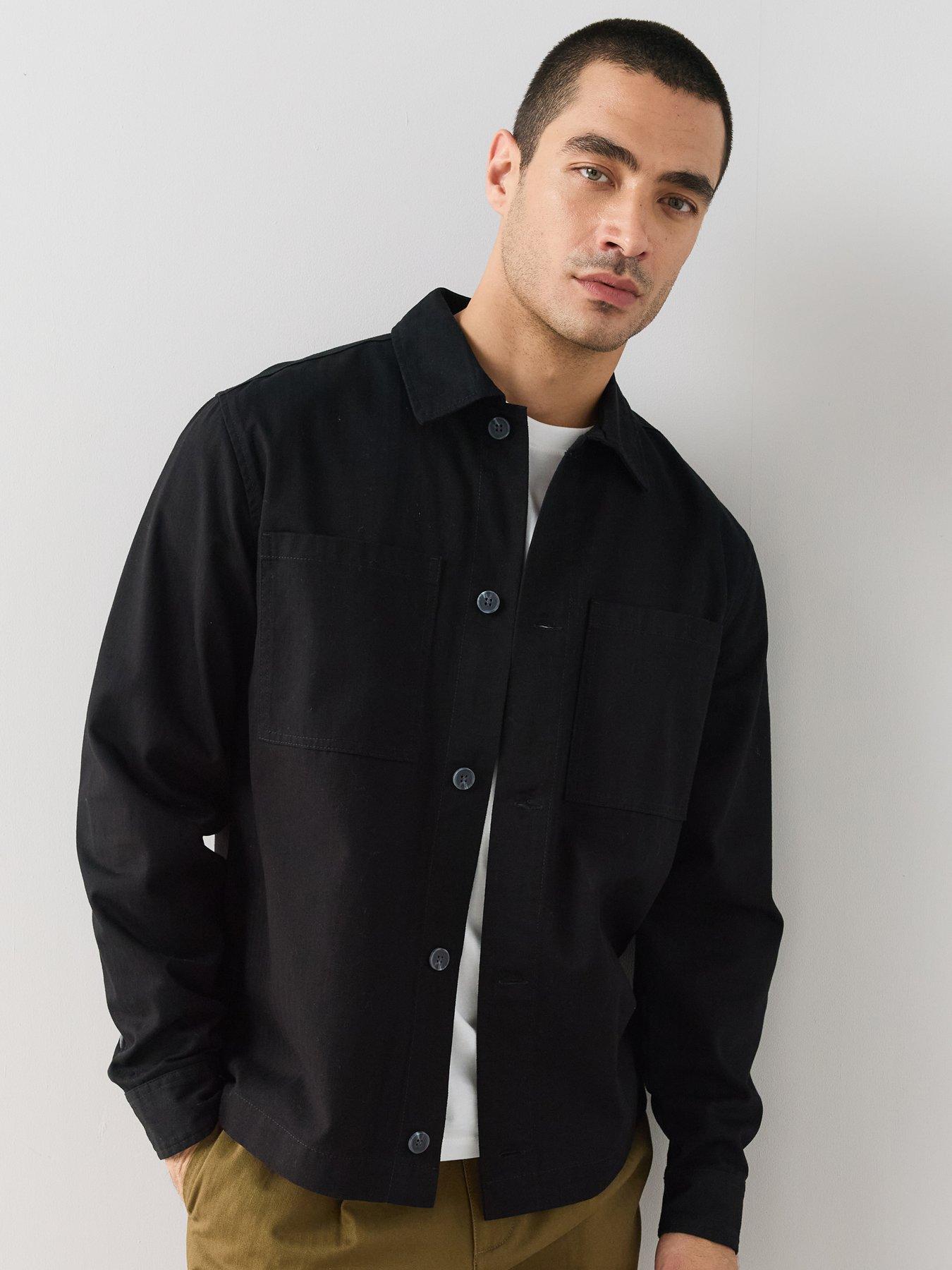 The Very Collection Pure Cotton Twill Button Through Overshirt - Black