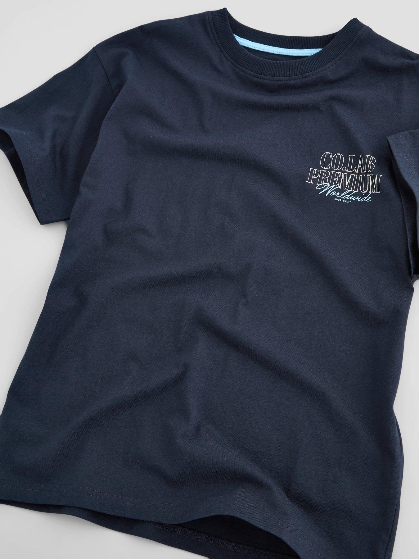 Image 3 of 5 of The Very Collection Boys' Cotton Rich Back Print T-Shirt with Crew Neck (3-16 years) - Navy