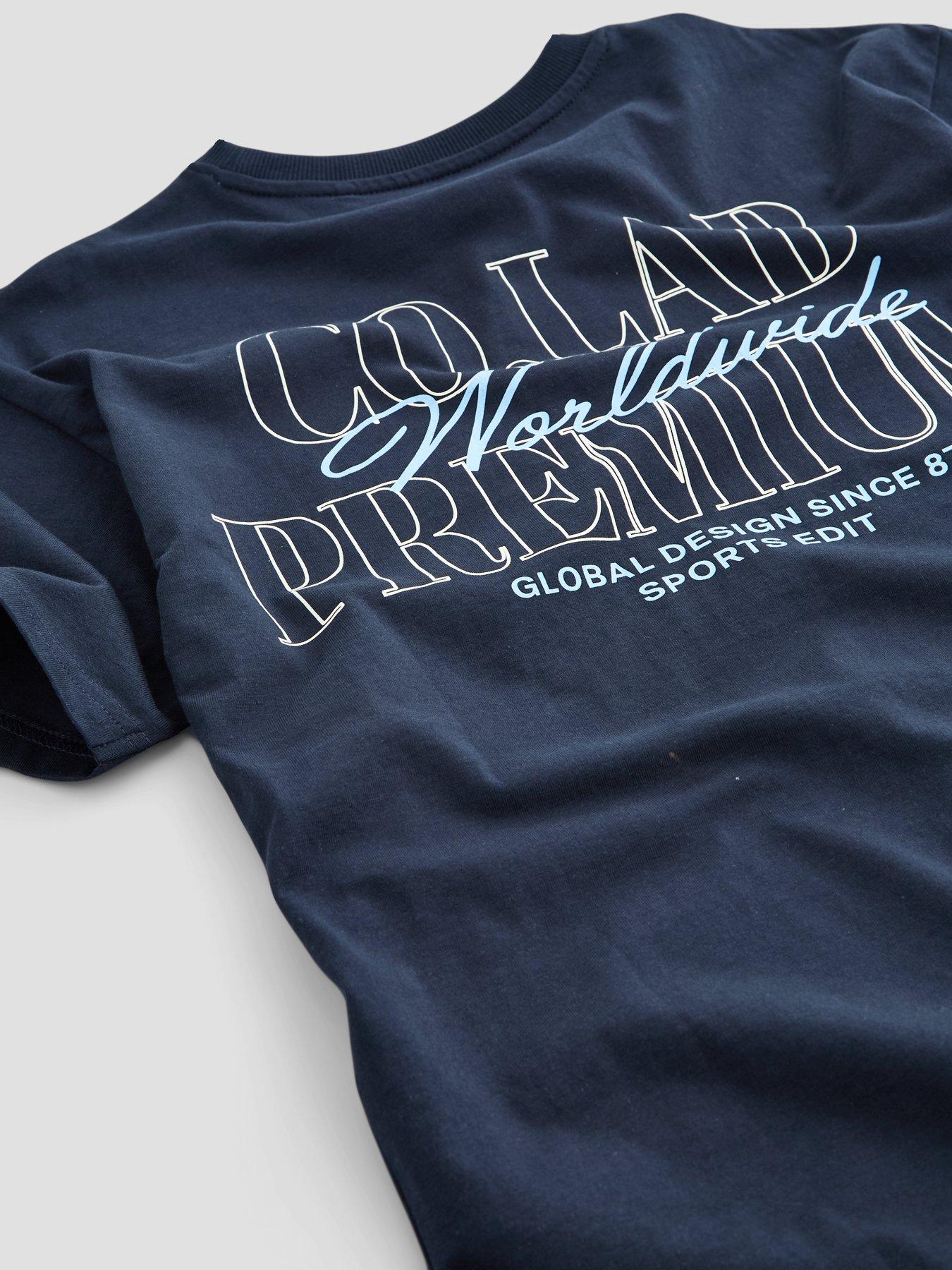Image 4 of 5 of The Very Collection Boys' Cotton Rich Back Print T-Shirt with Crew Neck (3-16 years) - Navy