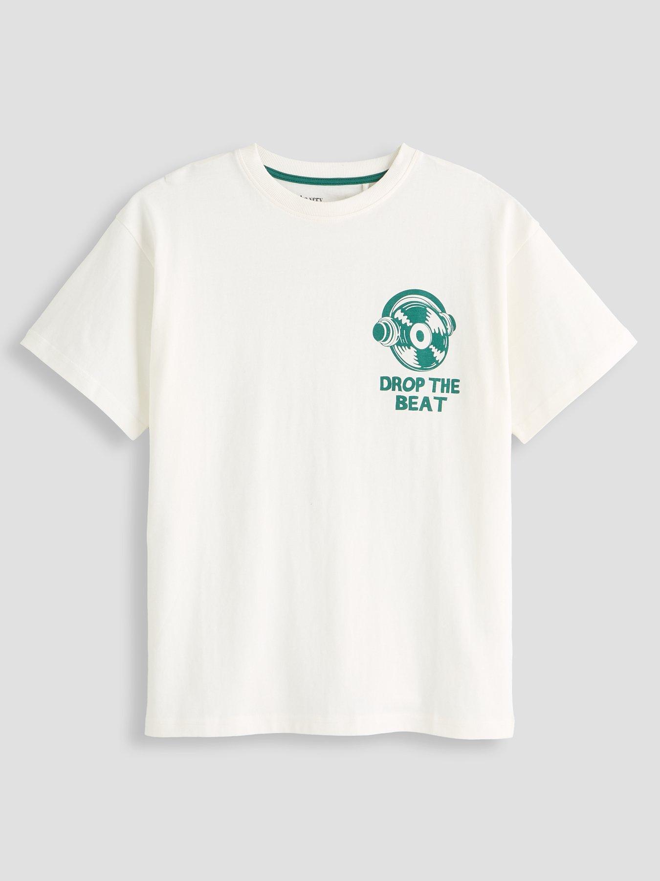 The Very Collection Boys Cotton Rich Music Graphic Basic T-Shirt - White