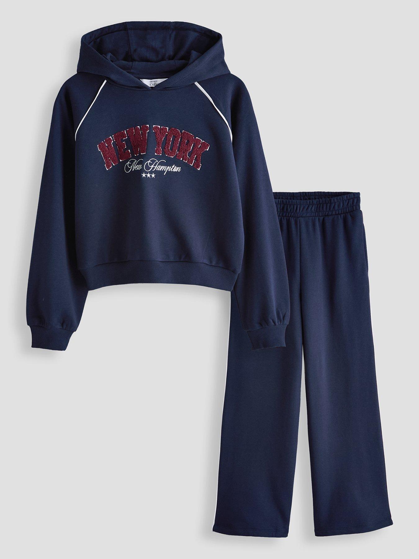 The Very Collection Girls Sweat With Borg Slogan Detail And Flare Leggings Outfit