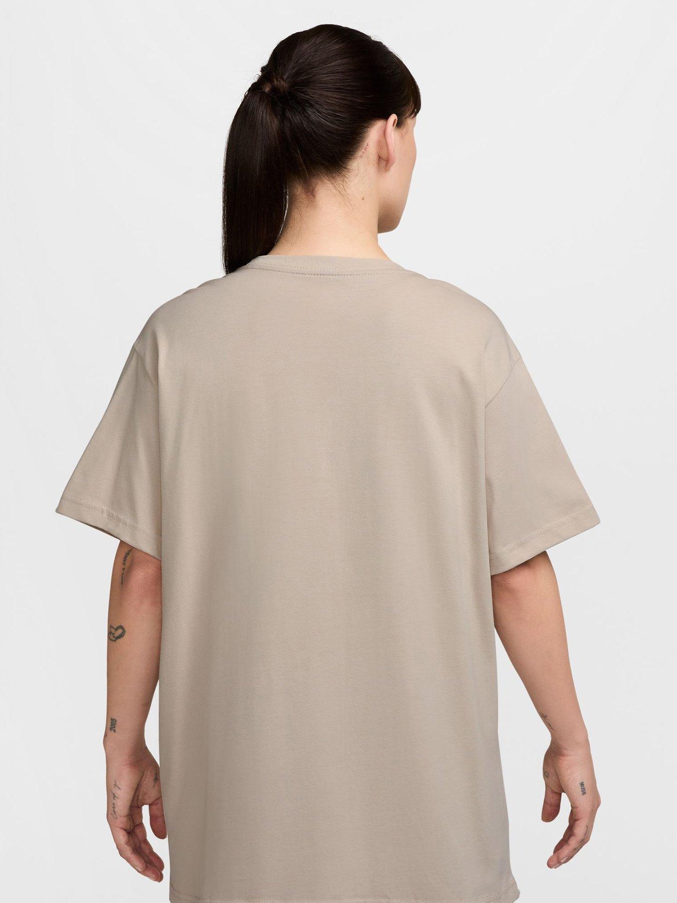 Image 2 of 3 of Nike Womens Studio Fleece Collegiate Logo T-Shirt - Cream