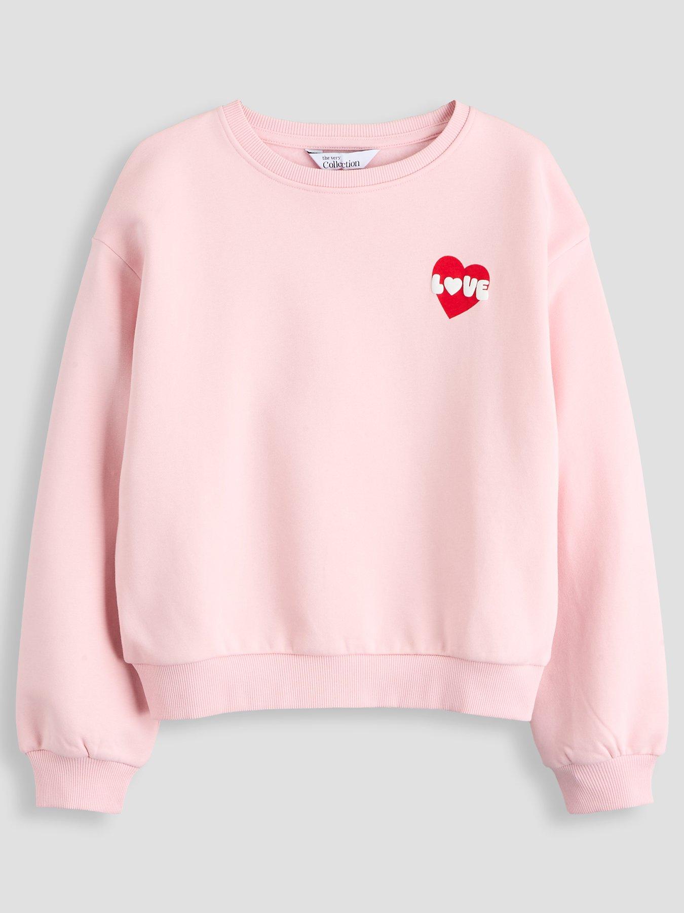 The Very Collection Girls Heart Print Back Print Sweat